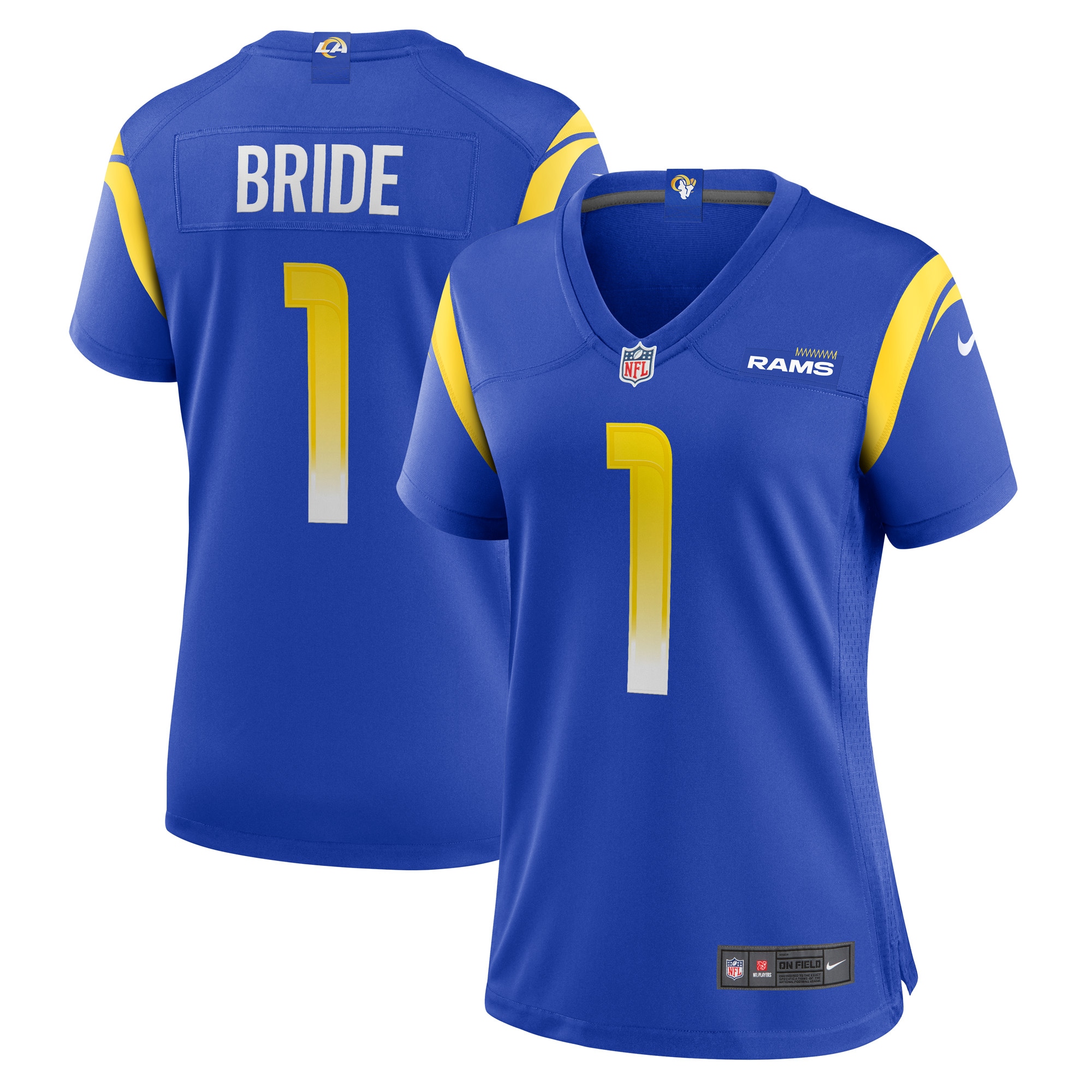Women's Los Angeles Rams Number 1 Bride Royal Game Jersey JS3429 nicesnker