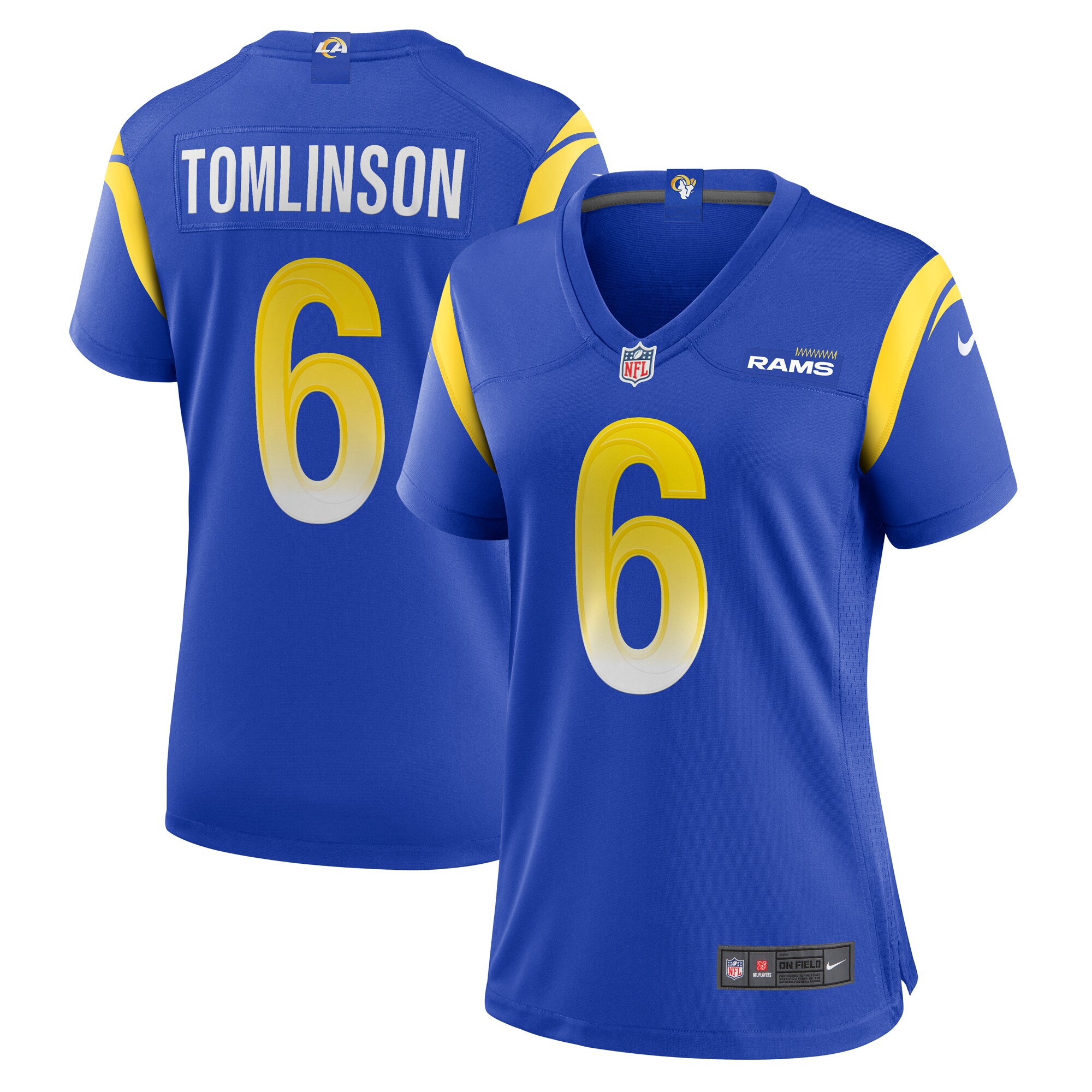 Women's Los Angeles Rams Tre'Vius Hodges-Tomlinson Royal Team Game Jersey JS4824 nicesnker