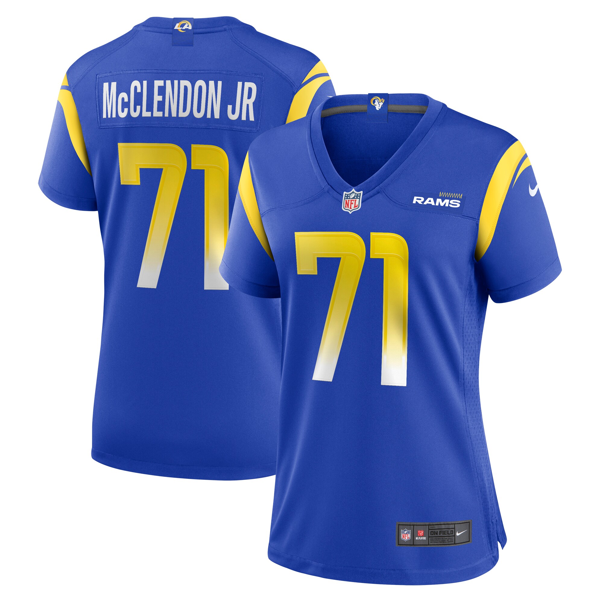 Women's Los Angeles Rams Warren McClendon Jr. Royal Team Game Jersey JS5205 nicesnker