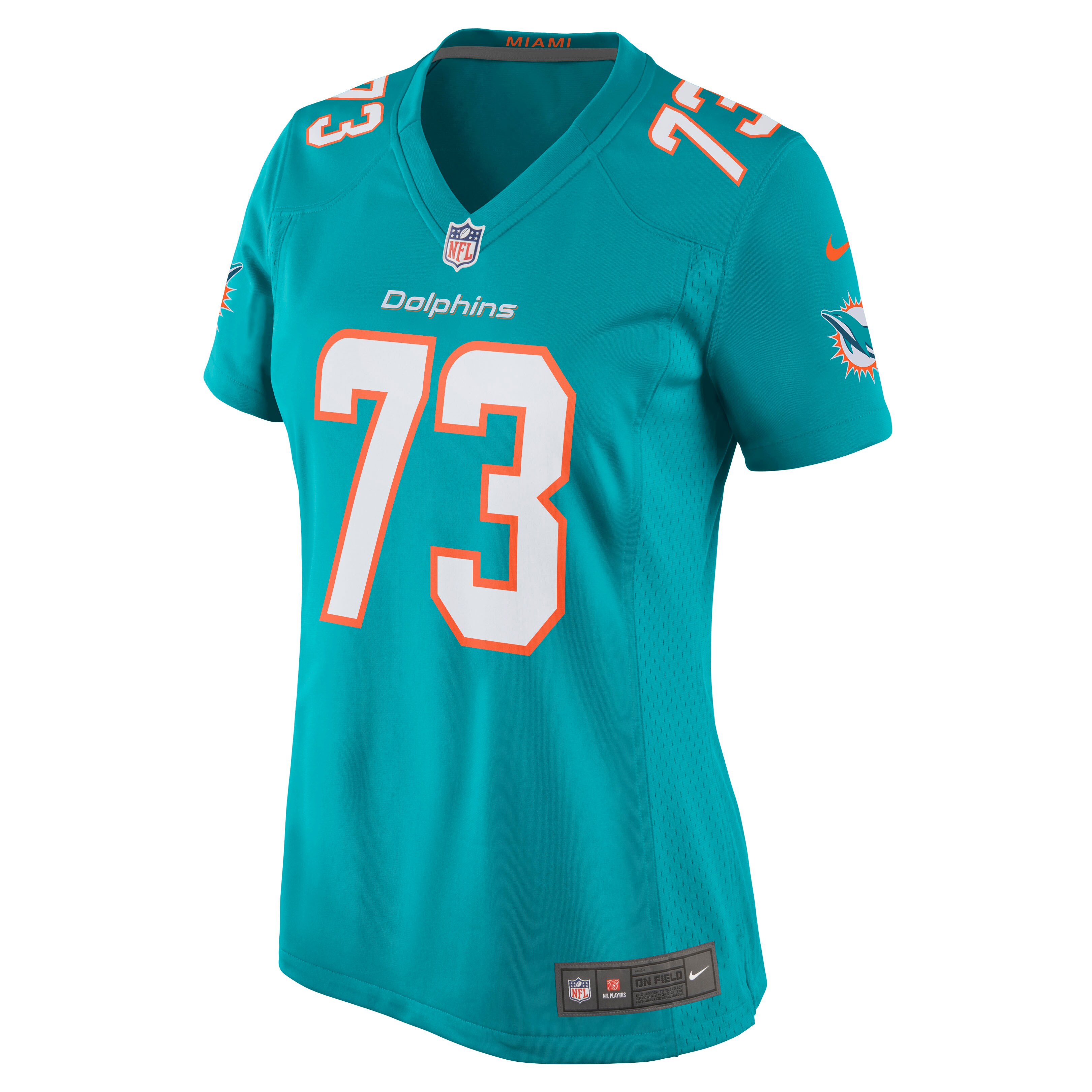 Alternative view of Women's Miami Dolphins Austin Jackson Aqua Game Jersey JS8987 nicesnker