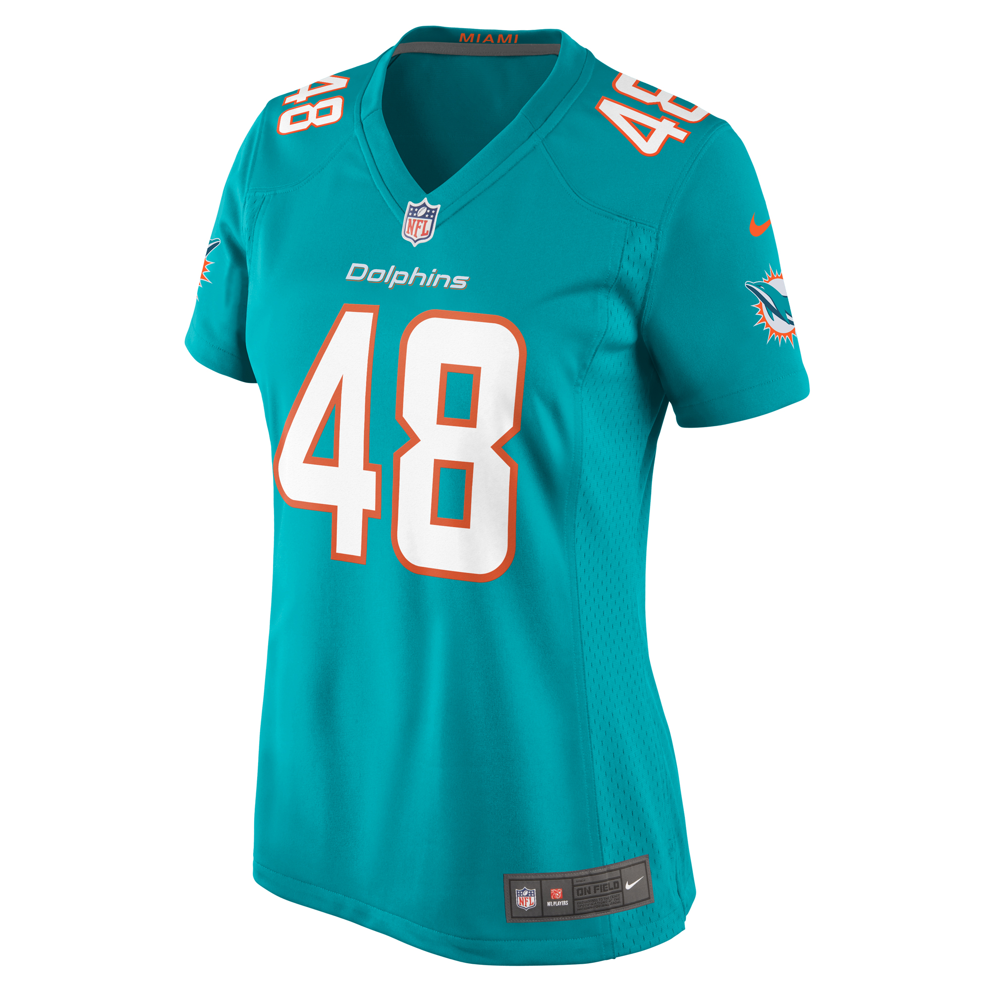 Alternative view of Women's Miami Dolphins Blake Ferguson Aqua Game Jersey JS6631 nicesnker