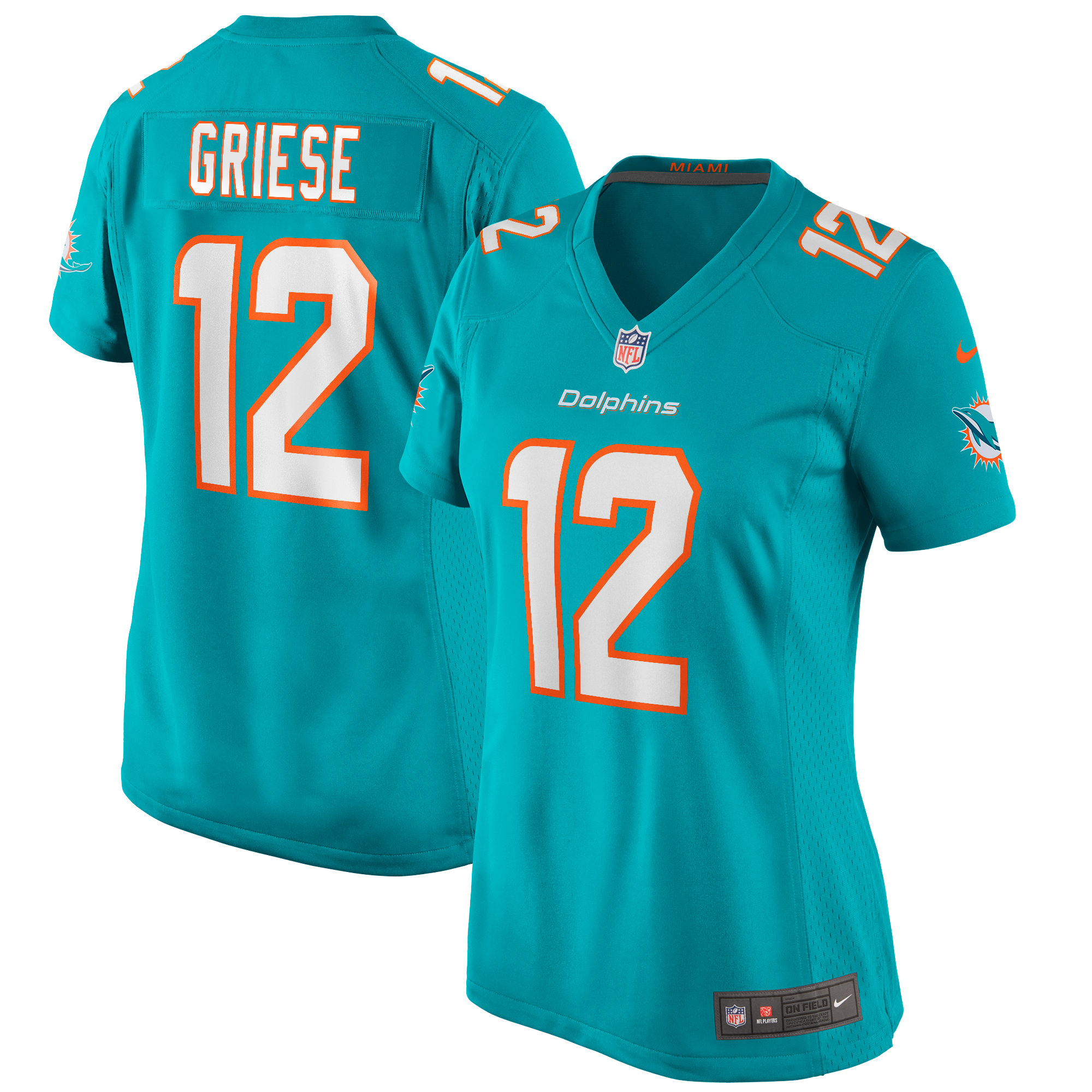 Women's Miami Dolphins Bob Griese Aqua Game Retired Player Jersey JS7350 nicesnker
