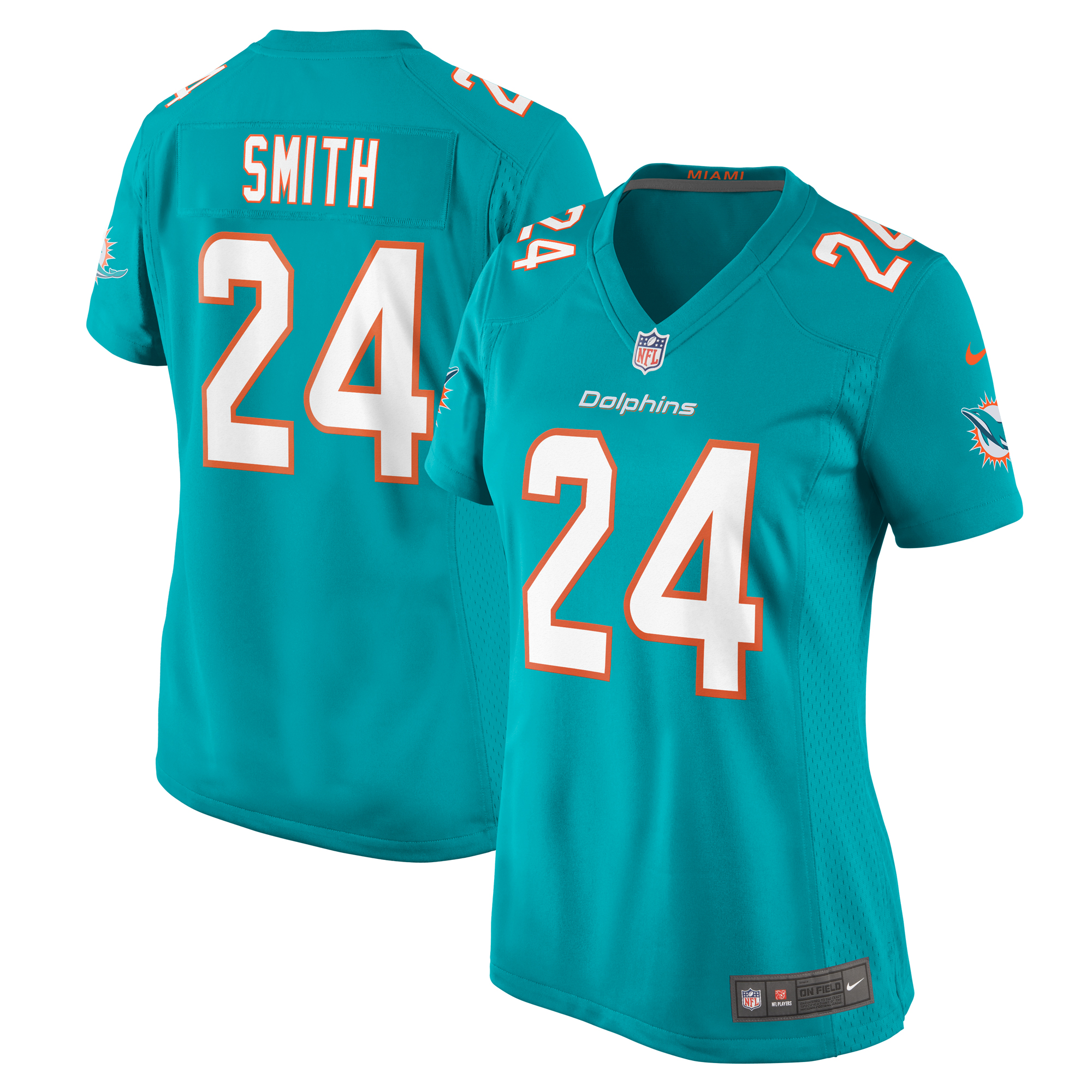 Women's Miami Dolphins Cam Smith Aqua Game Jersey JS3084 nicesnker