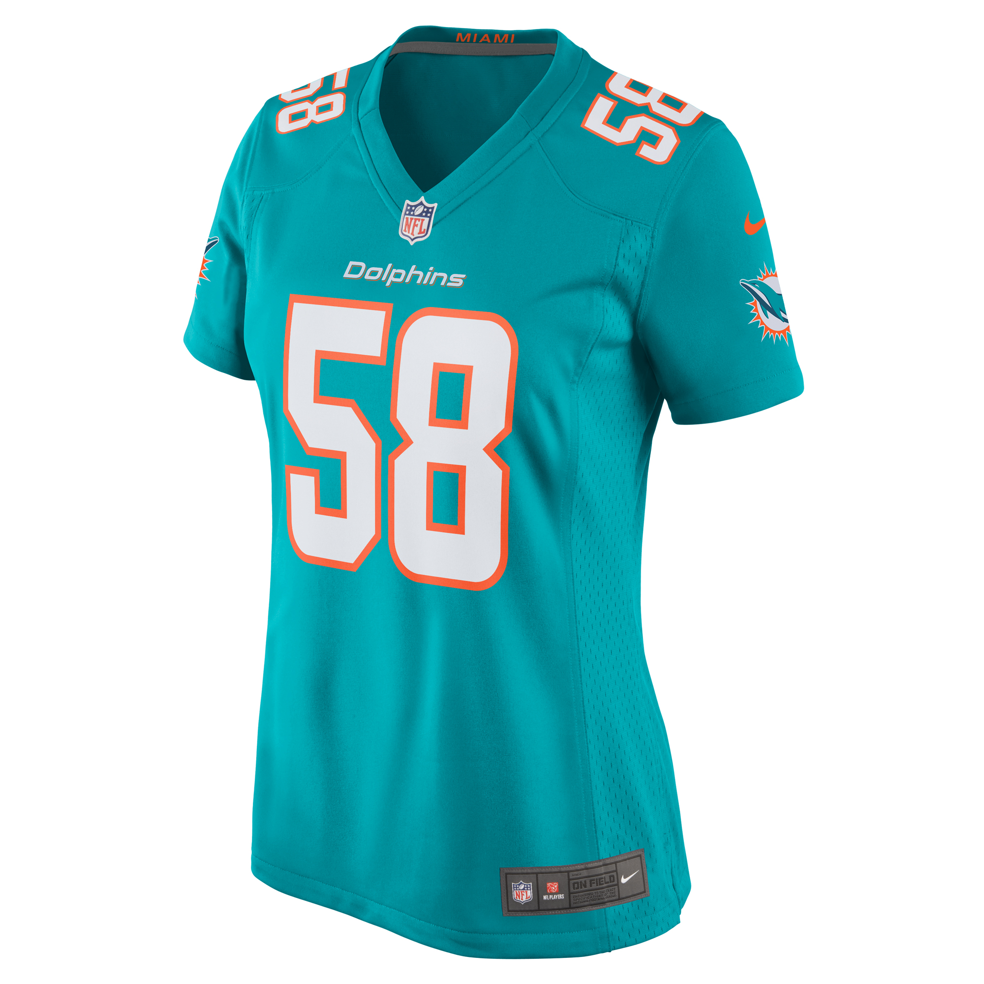Alternative view of Women's Miami Dolphins Connor Williams Aqua Game Player Jersey JS4597 nicesnker