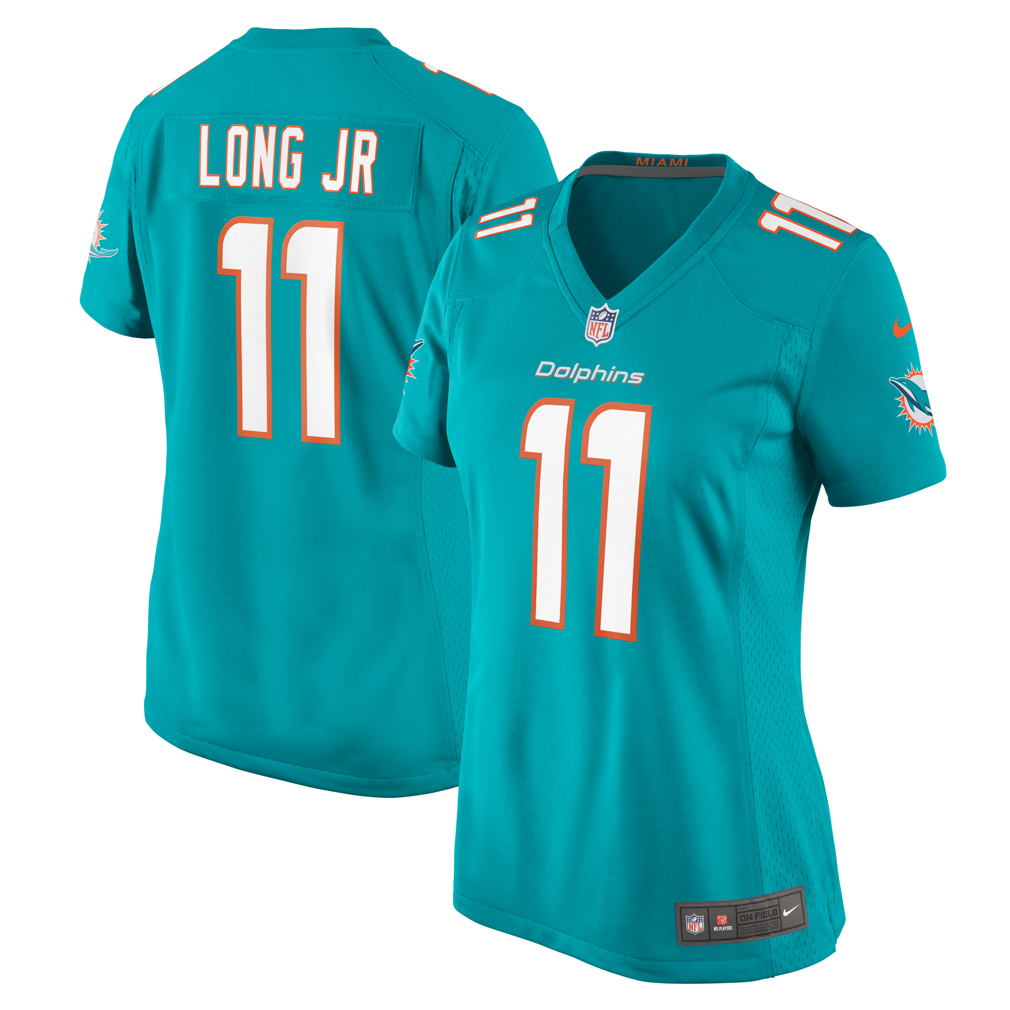 Women's Miami Dolphins David Long Jr. Aqua Game Jersey JS9134 nicesnker