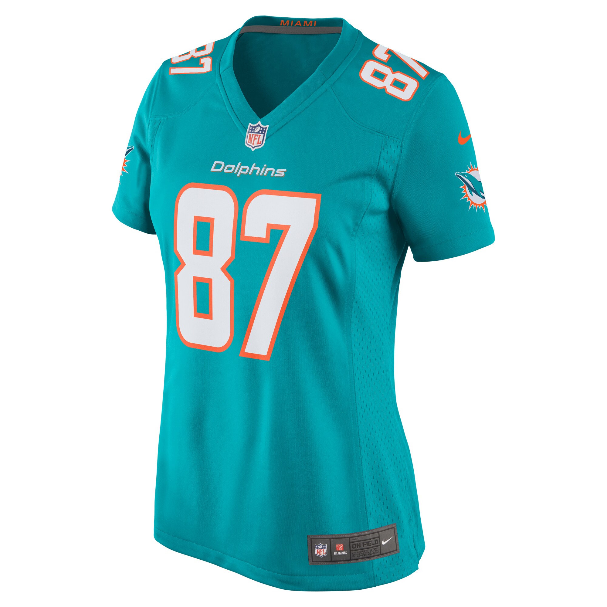 Alternative view of Women's Miami Dolphins Freddie Swain Aqua Game Jersey JS2138 nicesnker