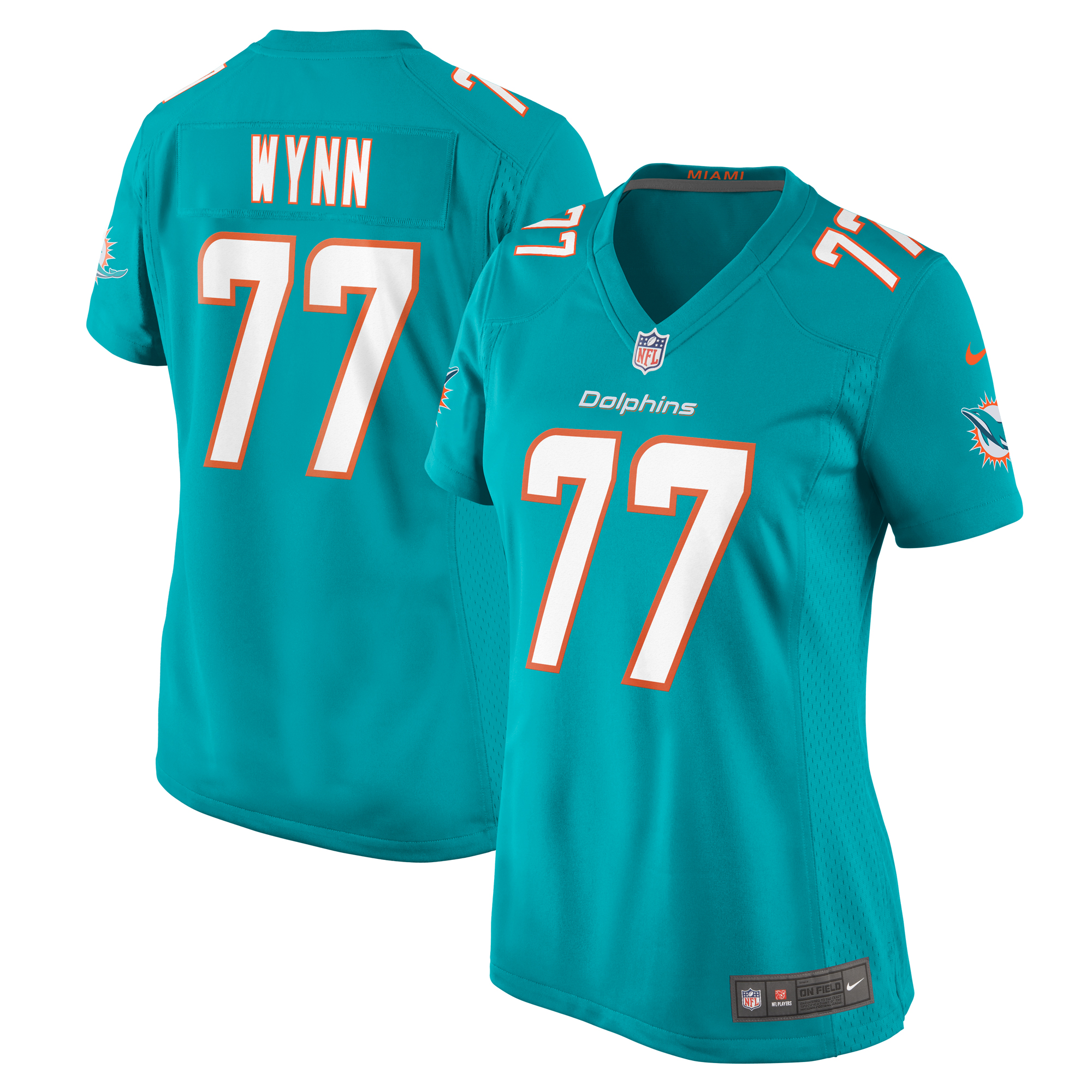 Women's Miami Dolphins Isaiah Wynn Aqua Game Jersey JS1726 nicesnker