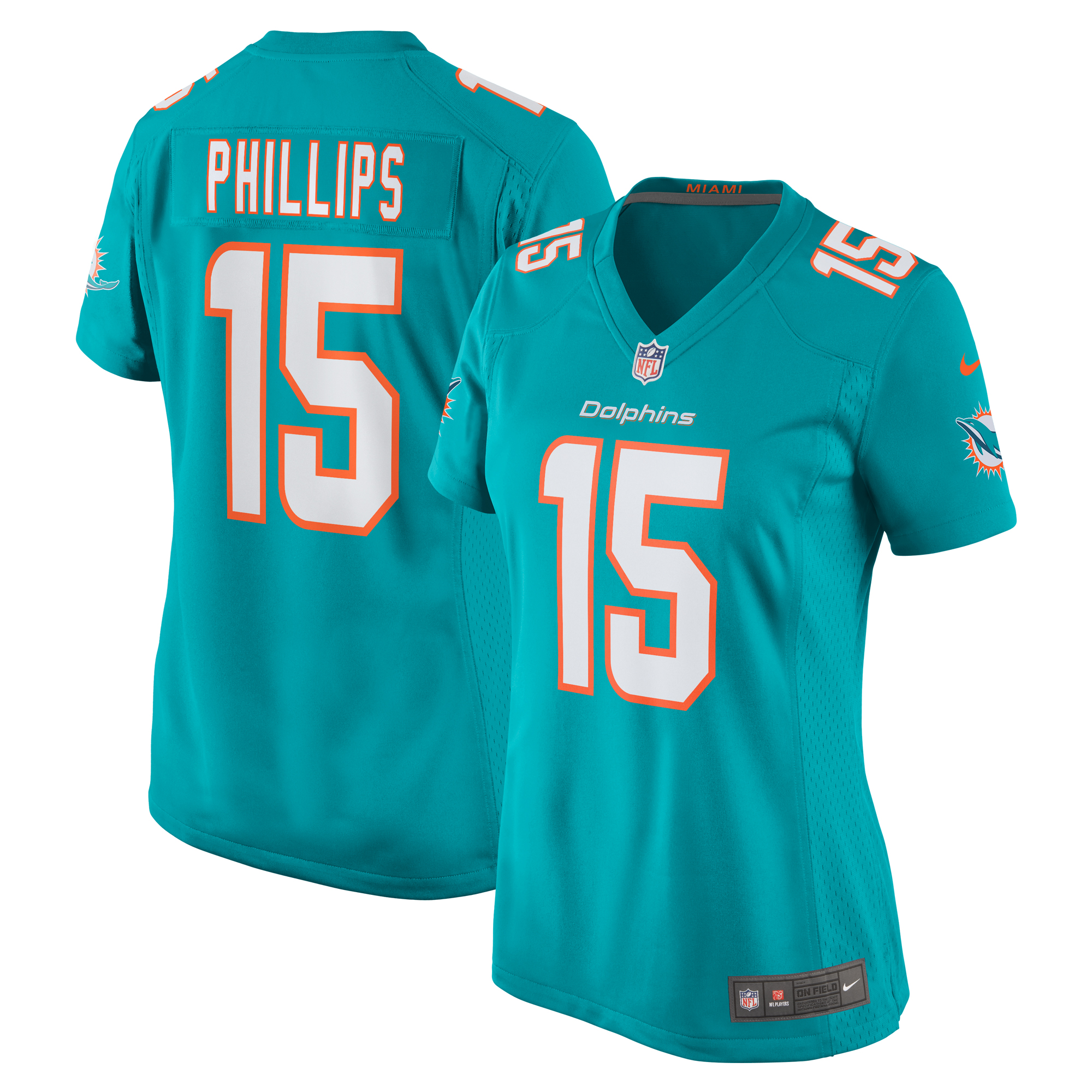 Women's Miami Dolphins Jaelan Phillips Aqua Game Player Jersey JS7317 nicesnker
