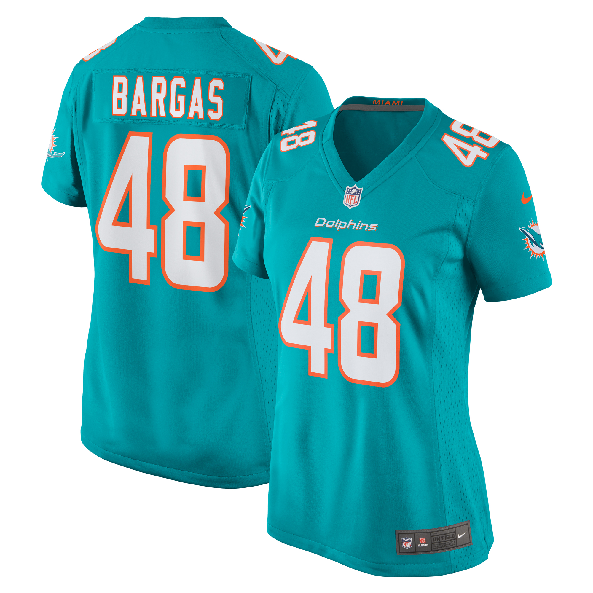 Women's Miami Dolphins Jake Bargas Aqua Home Game Player Jersey JS3187 nicesnker