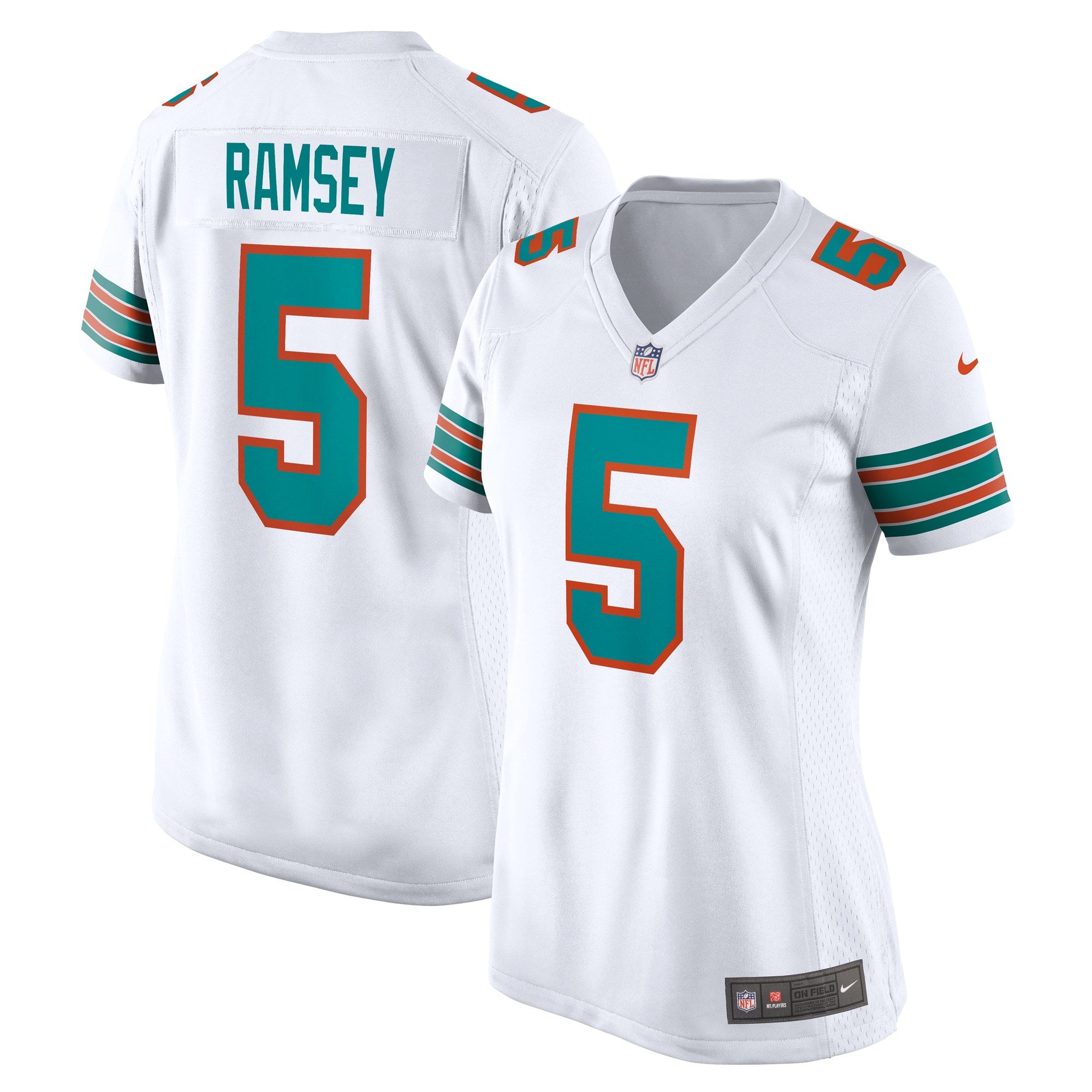 Women's Miami Dolphins Jalen Ramsey White Alternate Game Jersey JS4413 nicesnker
