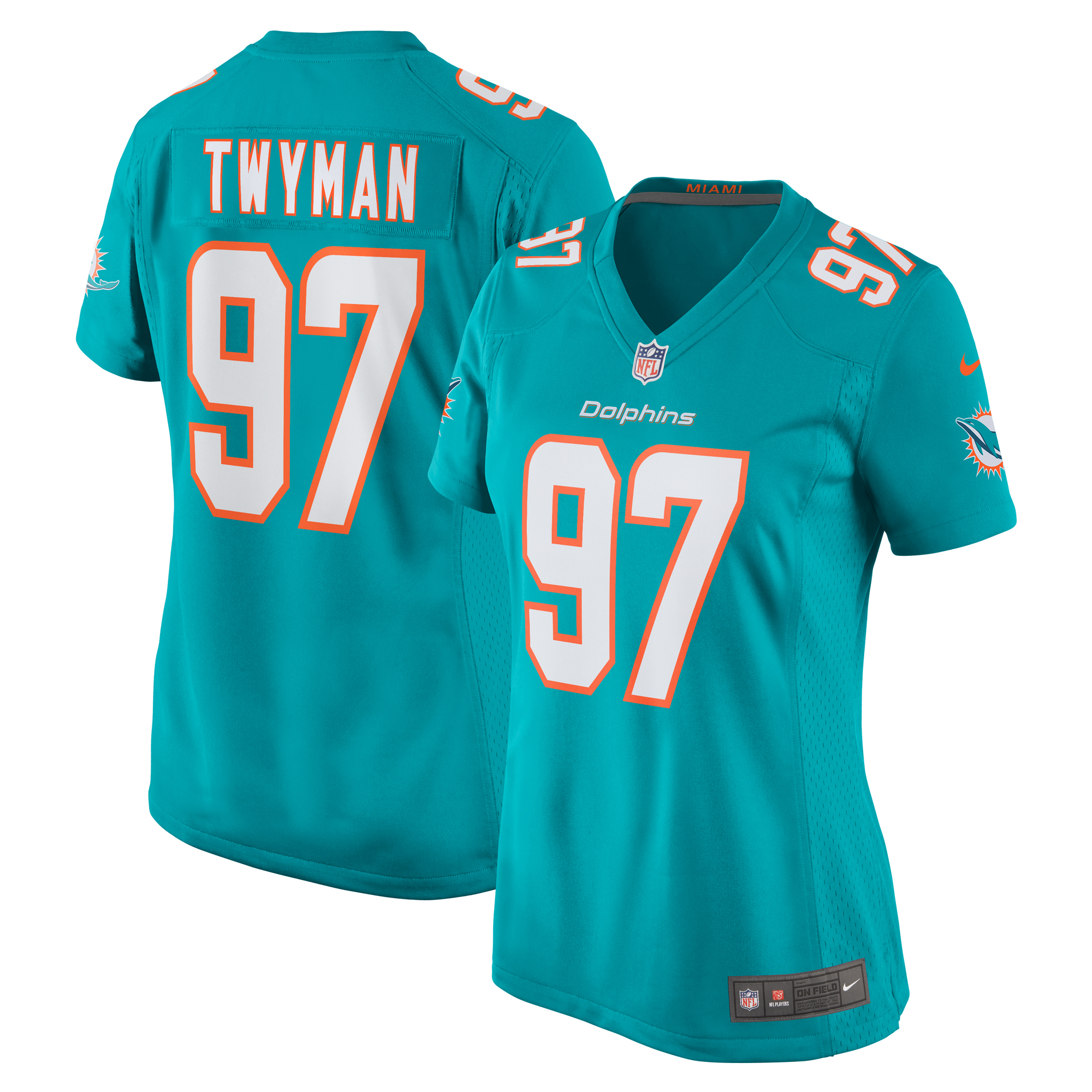 Women's Miami Dolphins Jaylen Twyman Aqua Home Game Player Jersey JS2187 nicesnker