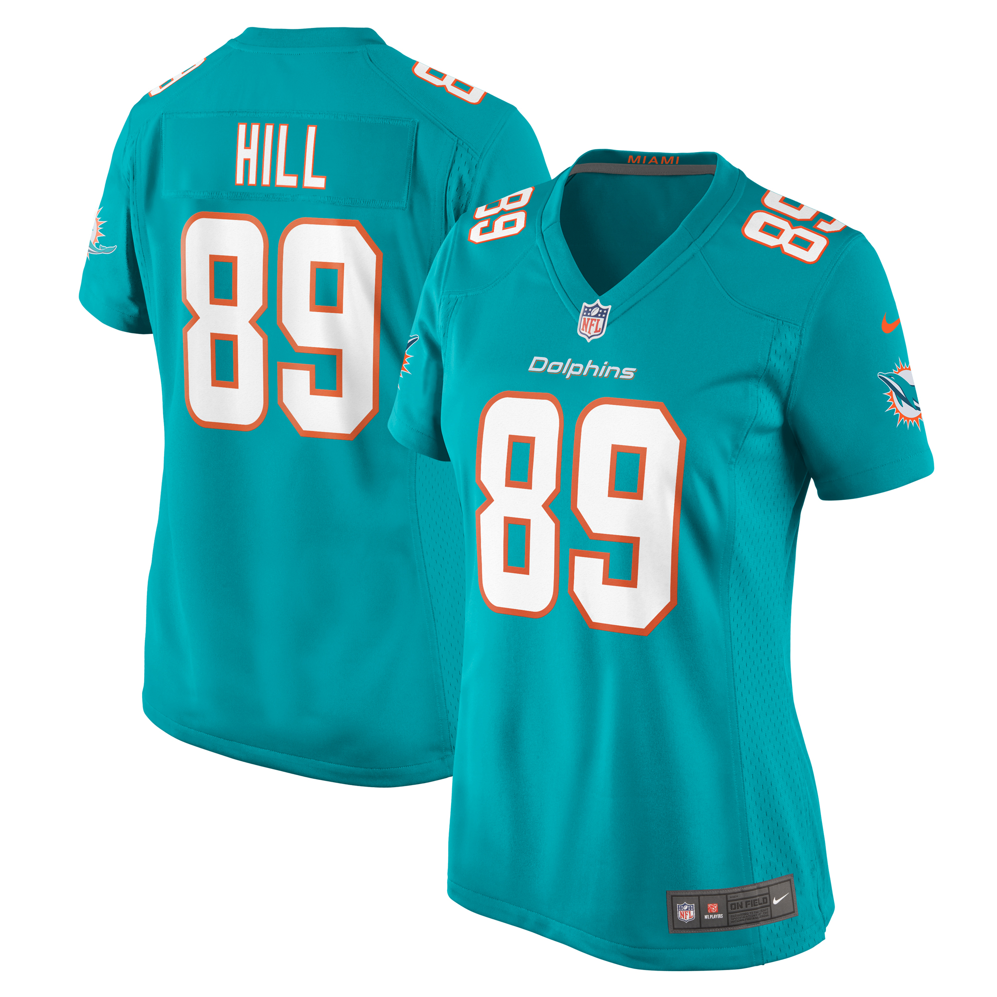 Women's Miami Dolphins Julian Hill Aqua Game Jersey JS3525 nicesnker