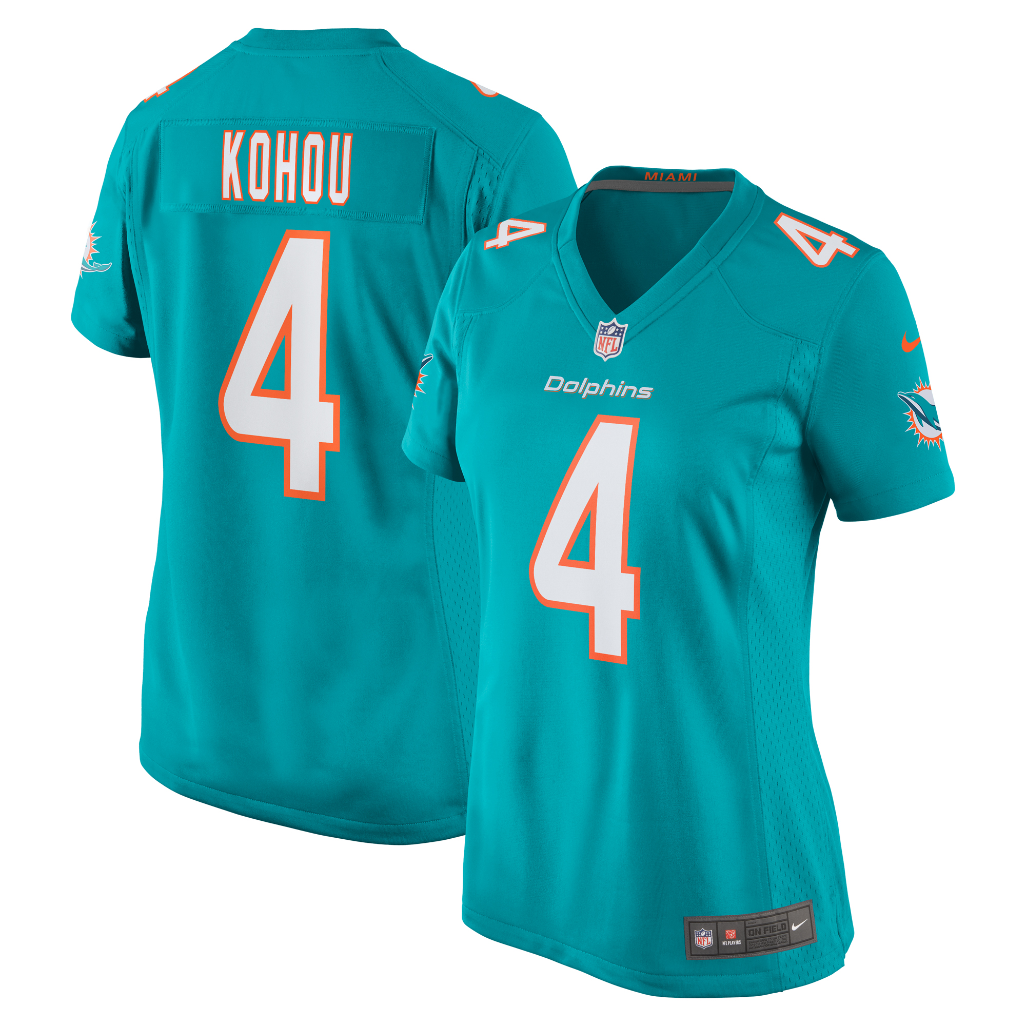 Women's Miami Dolphins Kader Kohou Aqua Game Player Jersey JS9334 nicesnker