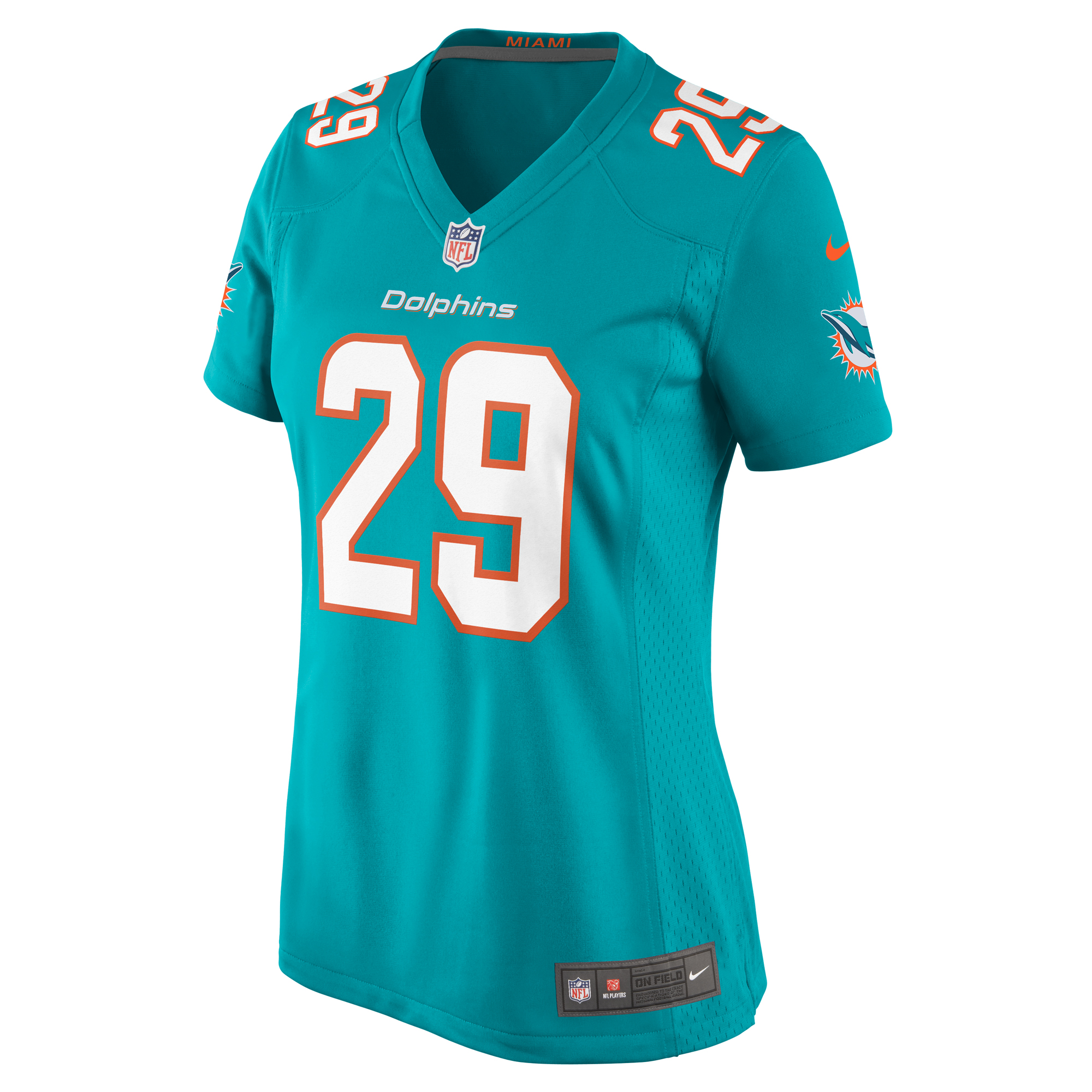 Alternative view of Women's Miami Dolphins Kendall Fuller Aqua Game Jersey JS6448 nicesnker