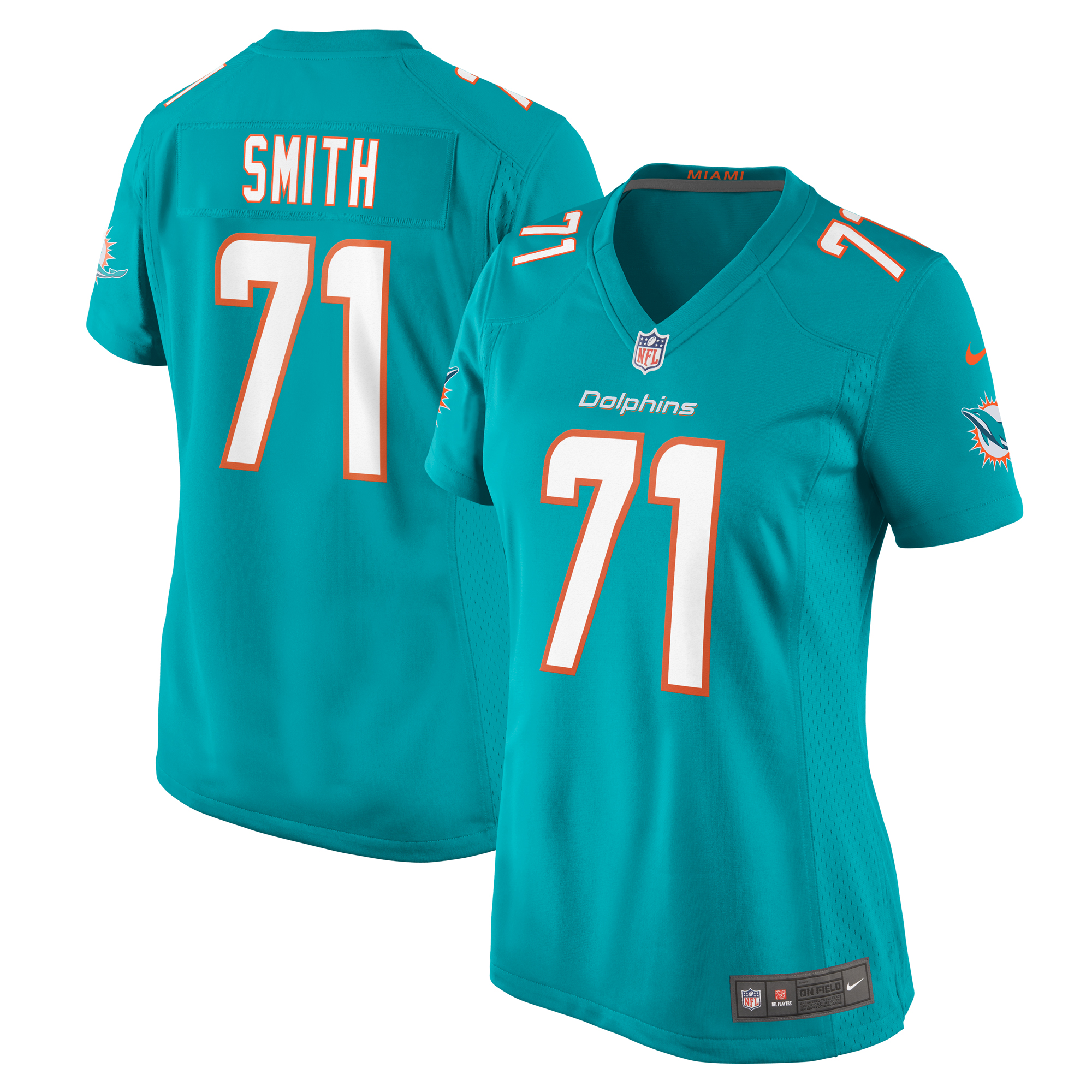 Women's Miami Dolphins Kion Smith Aqua Game Jersey JS5703 nicesnker