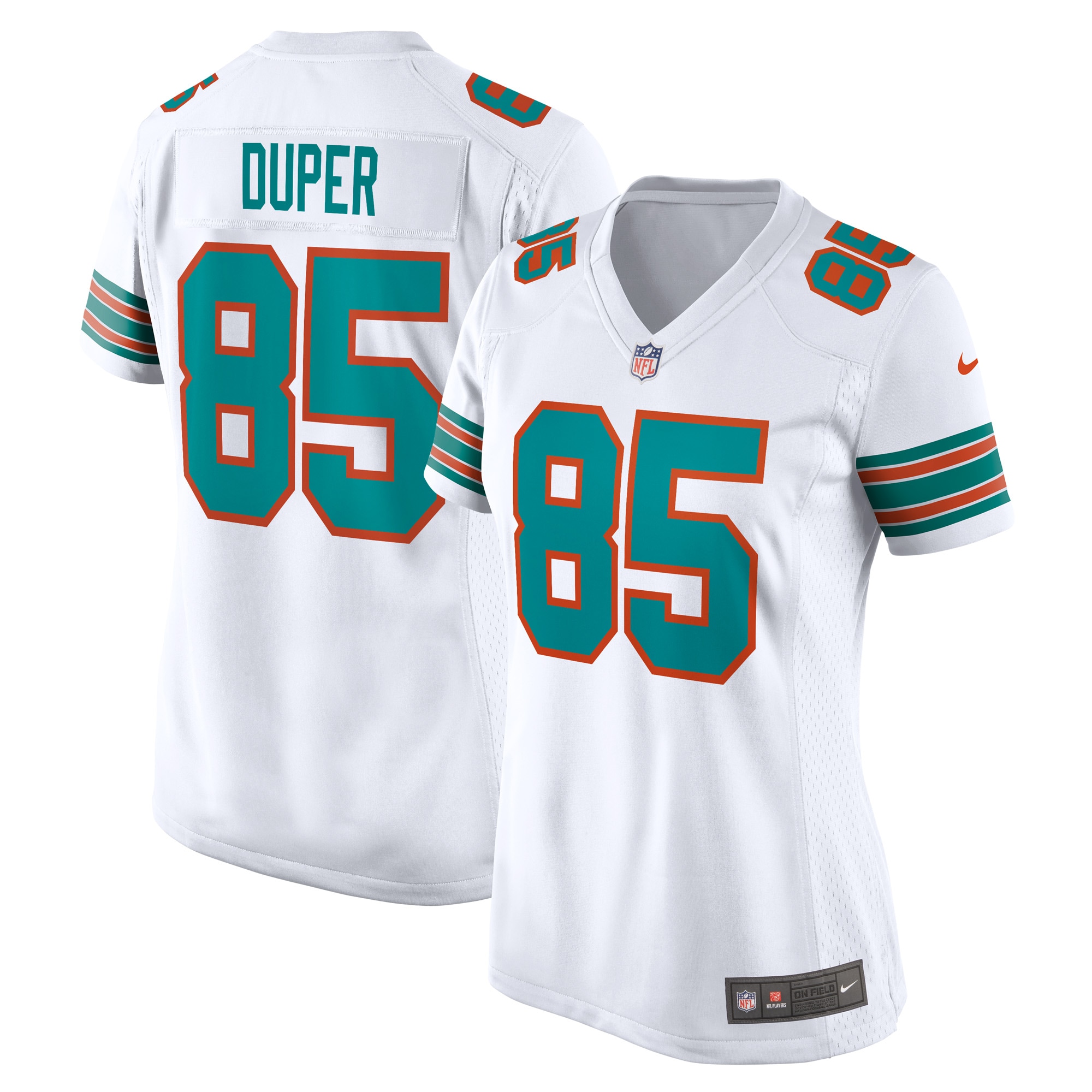 Women's Miami Dolphins Mark Duper White Retired Player Jersey JS7327 nicesnker