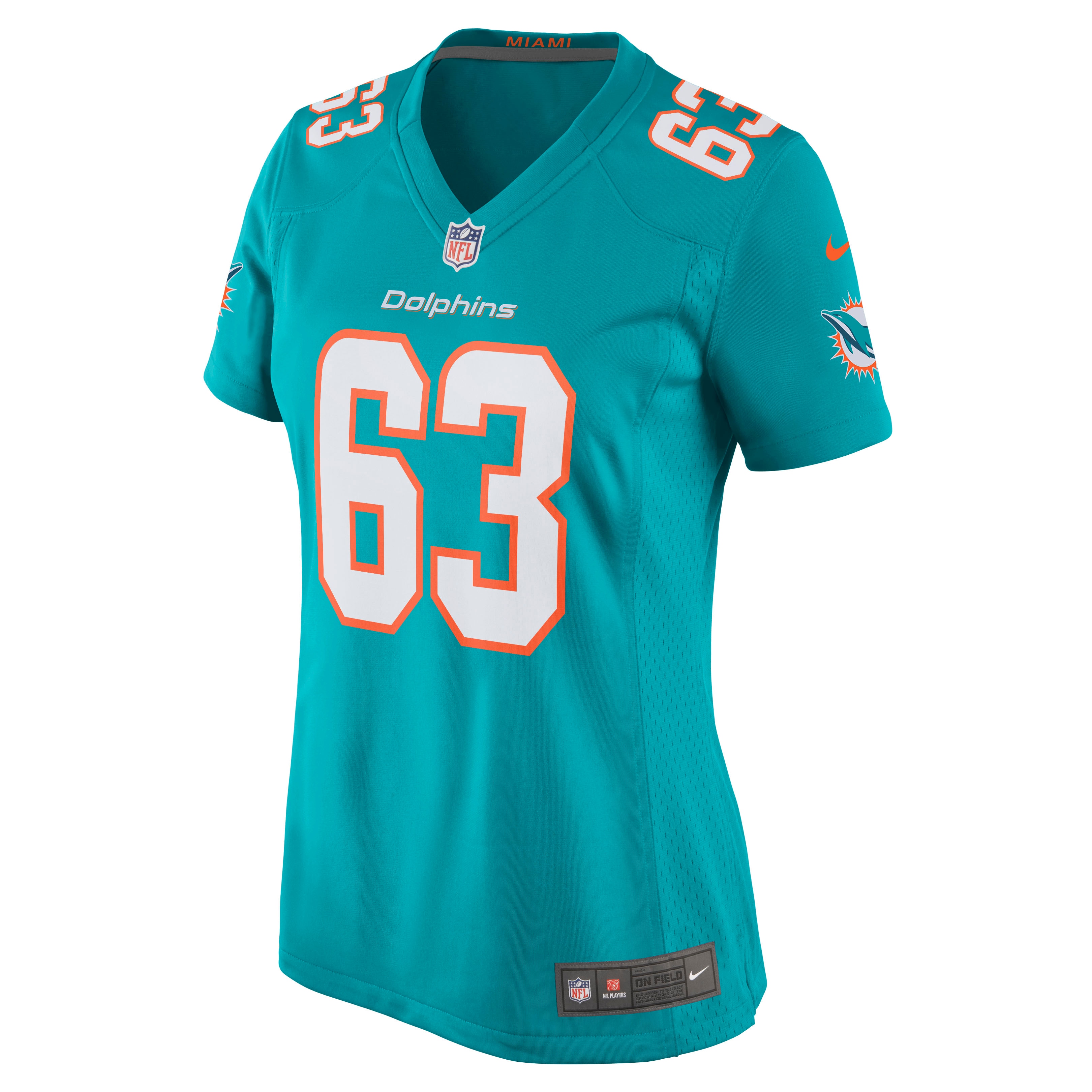 Alternative view of Women's Miami Dolphins Michael Deiter Aqua Game Jersey JS4064 nicesnker