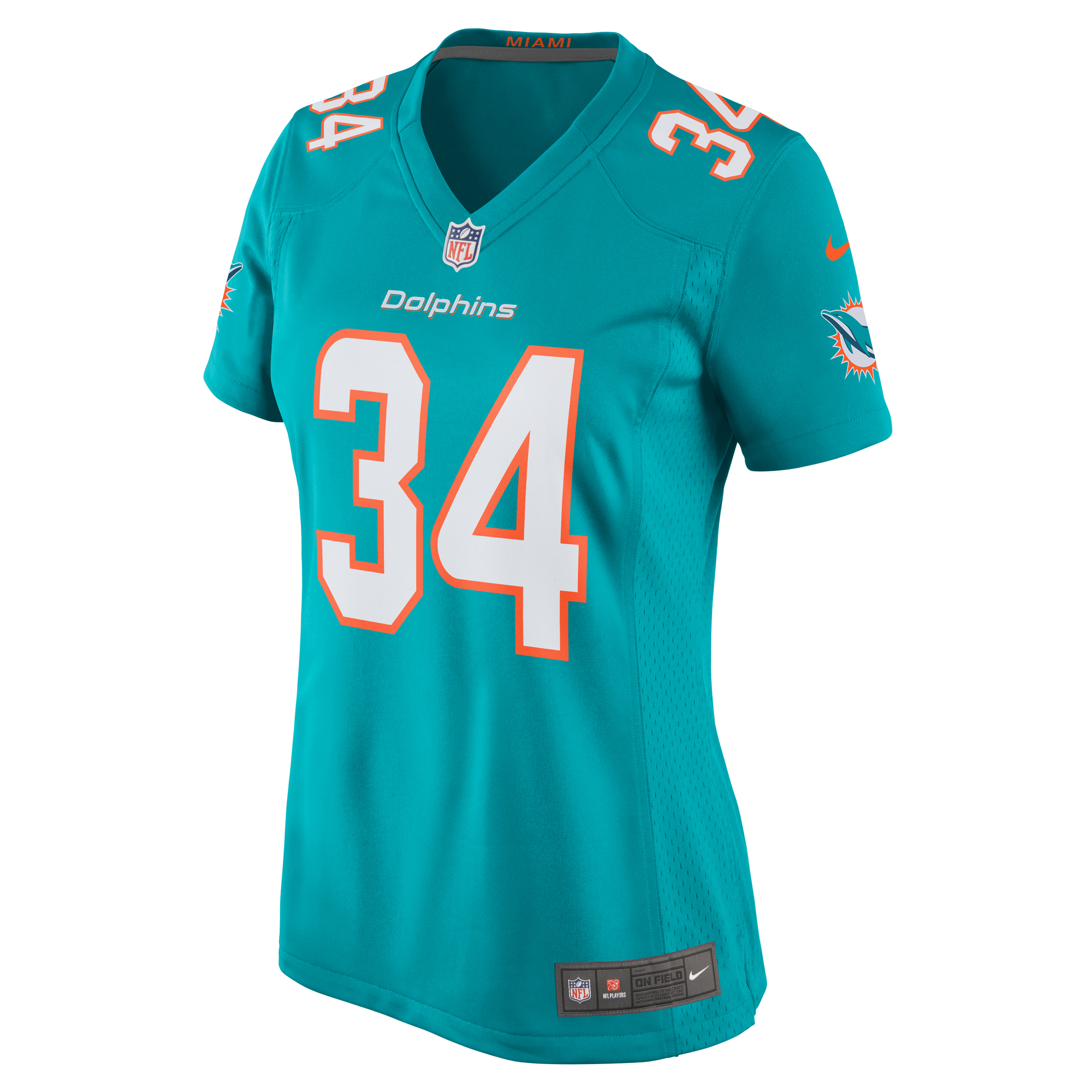 Alternative view of Women's Miami Dolphins Parry Nickerson Aqua Team Game Jersey JS3473 nicesnker