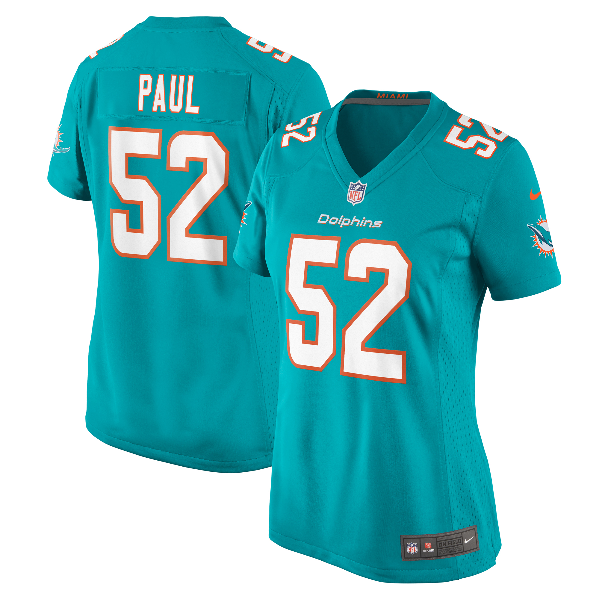 Women's Miami Dolphins Patrick Paul Aqua Game Jersey JS7053 nicesnker