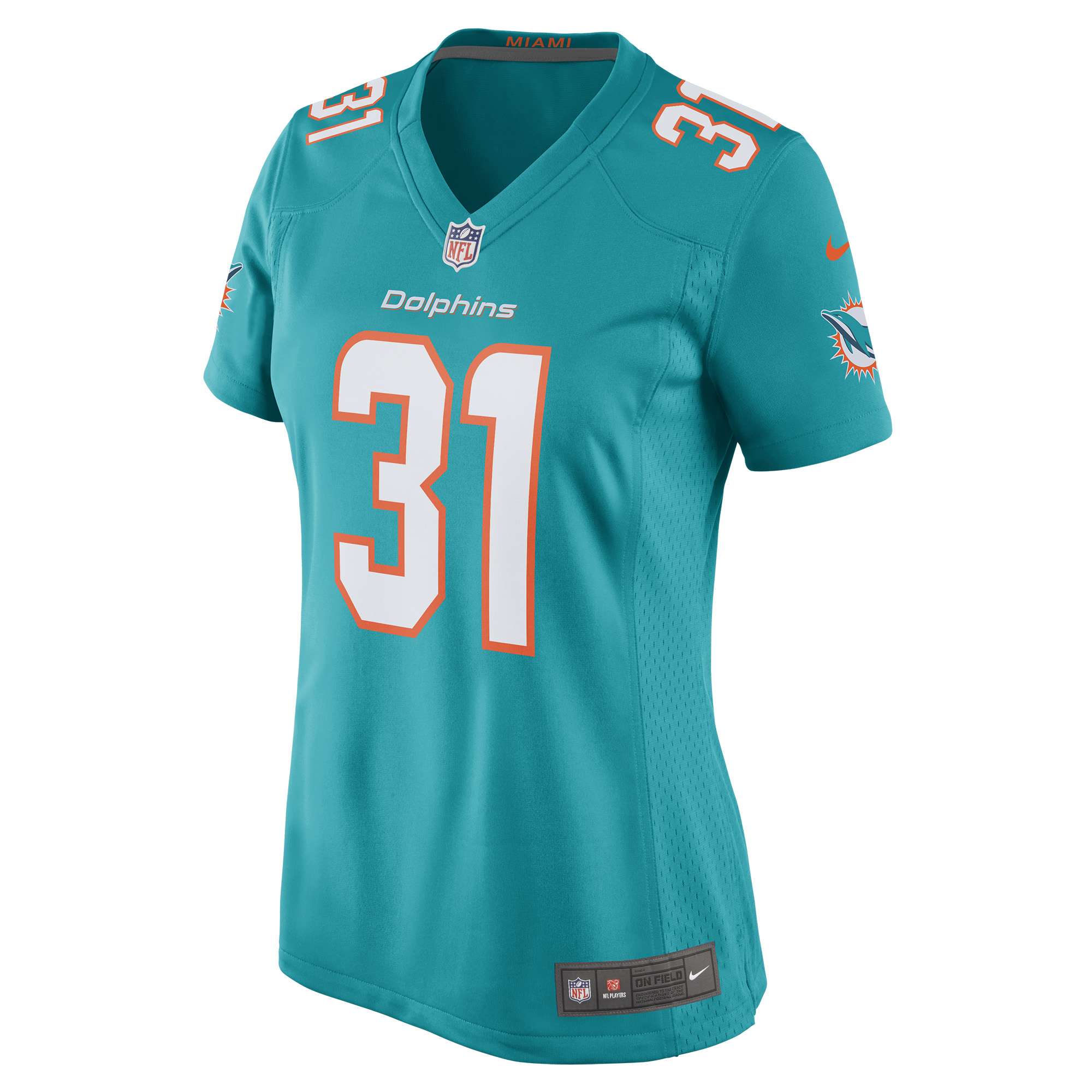 Alternative view of Women's Miami Dolphins Raheem Mostert Aqua Game Jersey JS1440 nicesnker