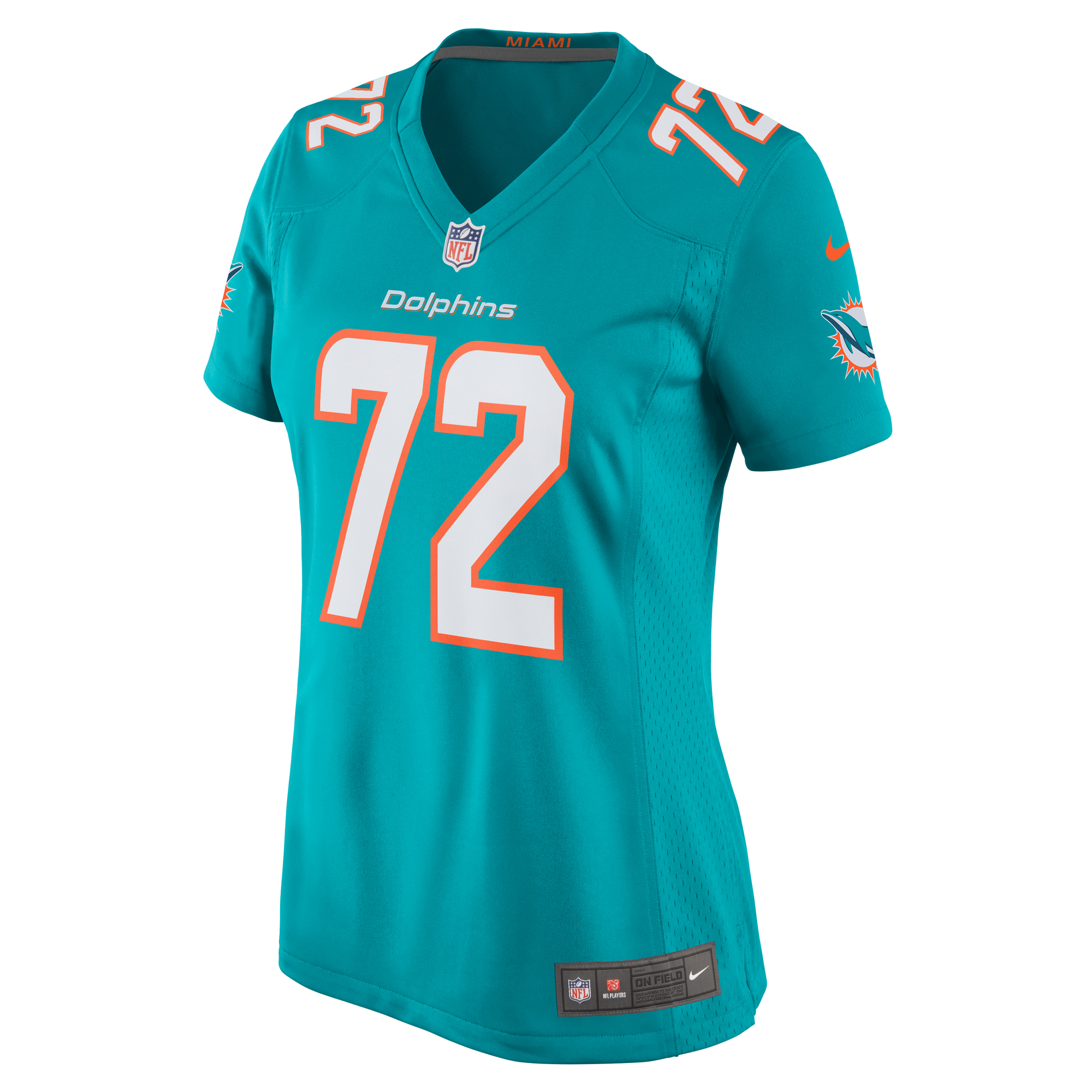 Alternative view of Women's Miami Dolphins Terron Armstead Aqua Game Jersey JS4947 nicesnker