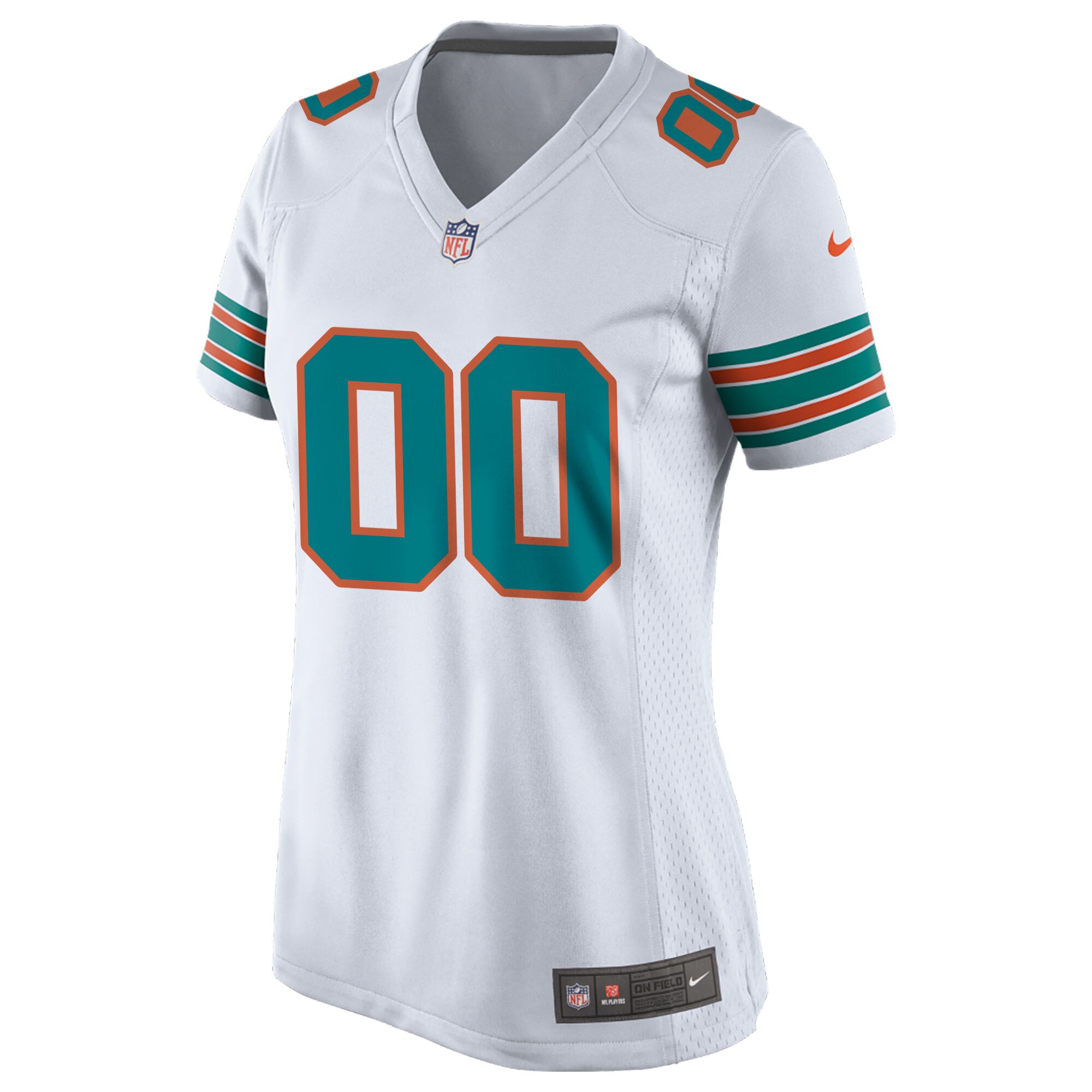 Alternative view of Women's Miami Dolphins White Alternate Custom Game Jersey JS3535 nicesnker