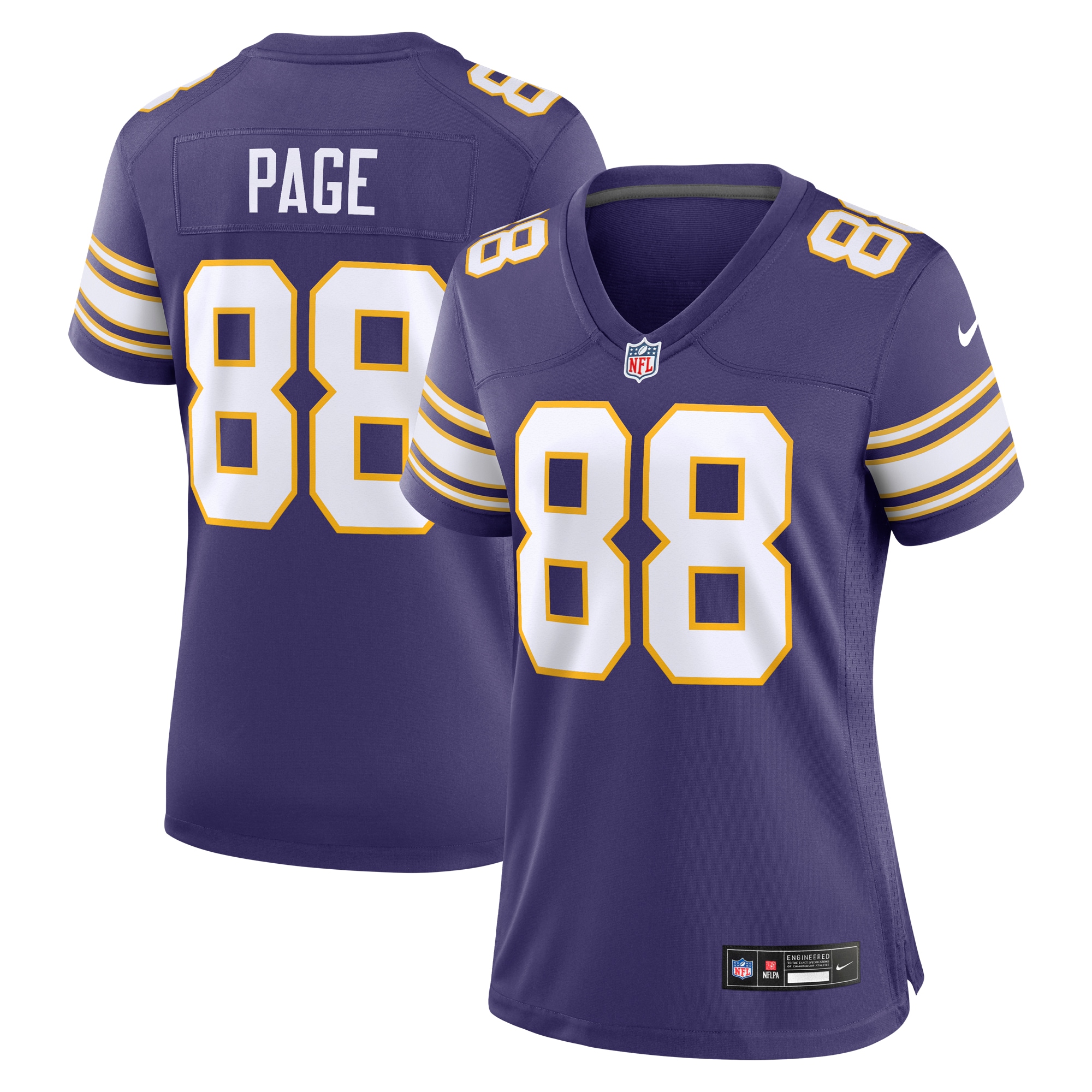 Women's Minnesota Vikings Alan Page Purple Classic Retired Player Jersey JS5660 nicesnker