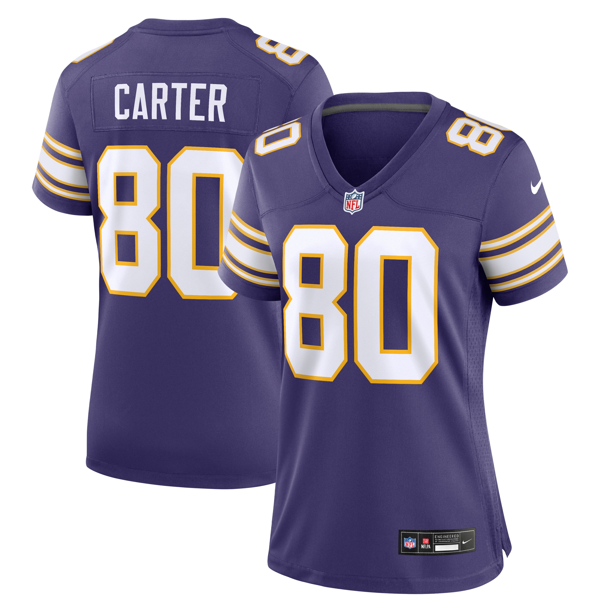 Women's Minnesota Vikings Cris Carter Purple Classic Retired Player Game Jersey JS9755 nicesnker
