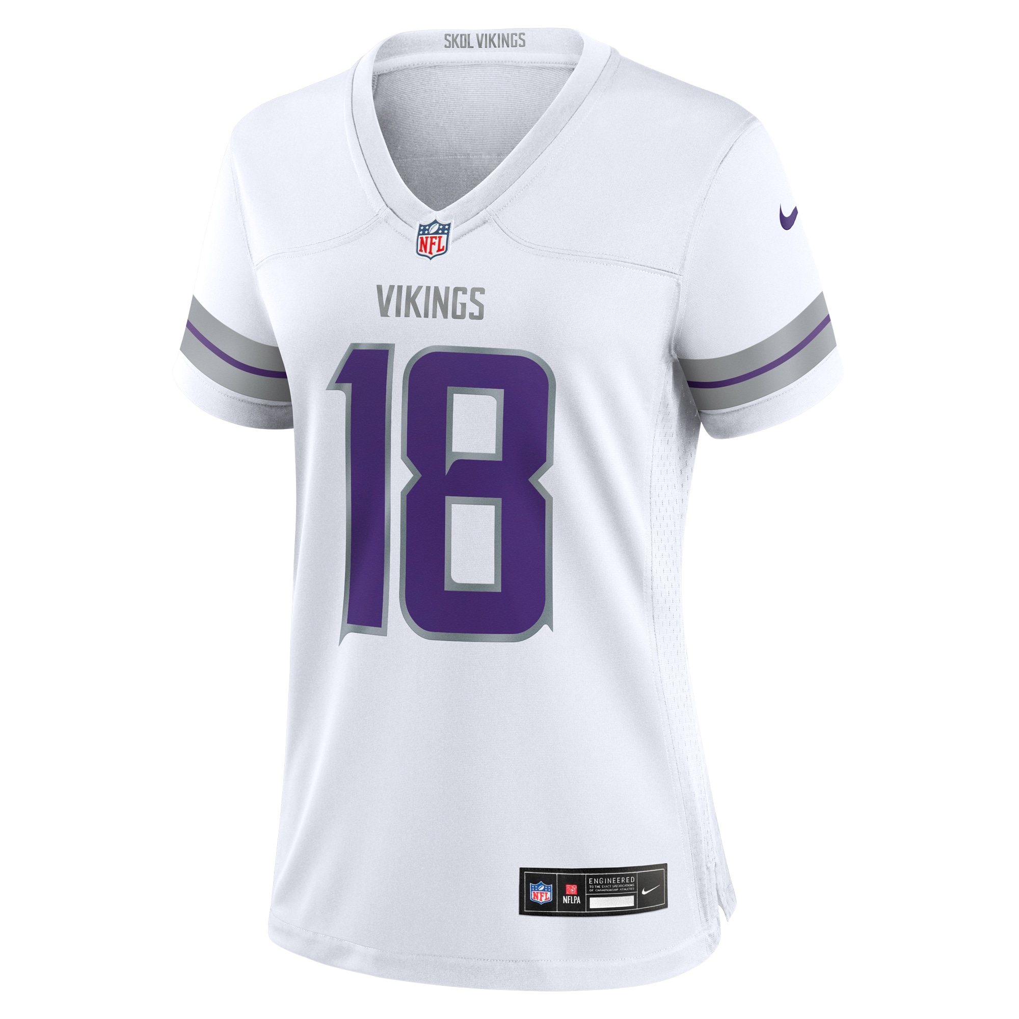 Alternative view of Women's Minnesota Vikings Justin Jefferson White Alternate Game Player Jersey JS6131 nicesnker