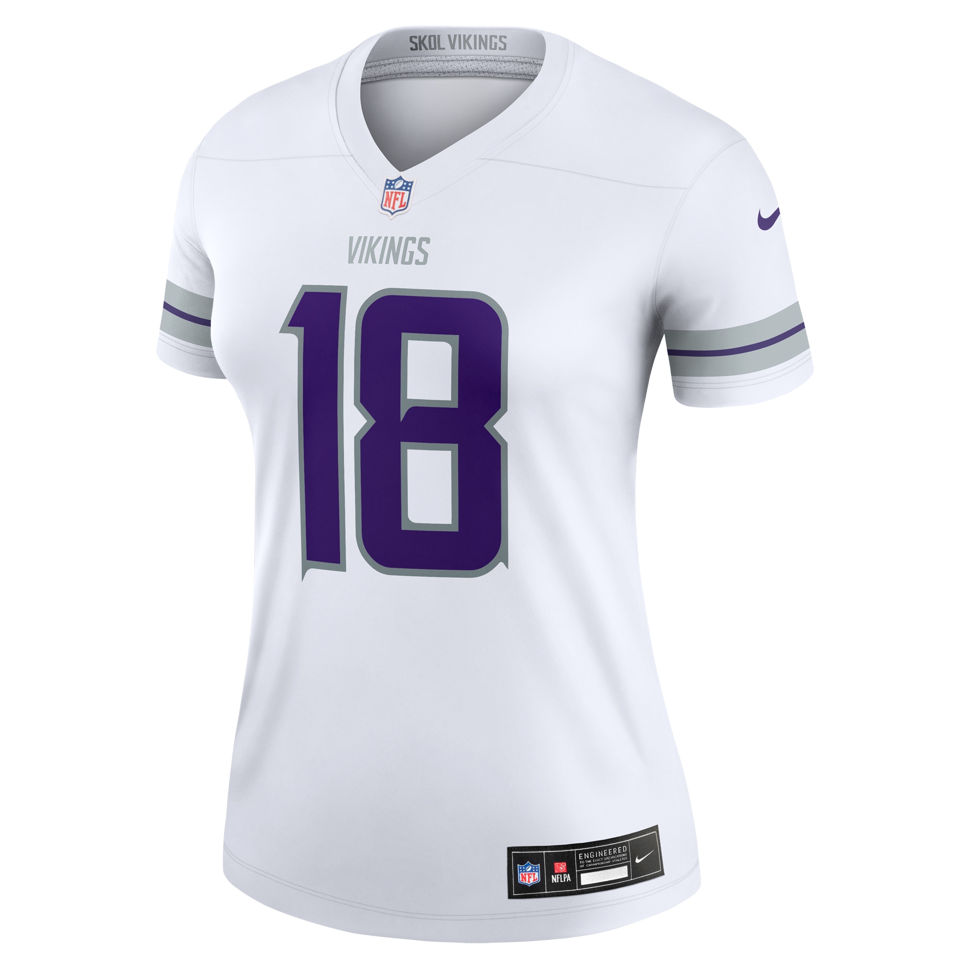 Alternative view of Women's Minnesota Vikings Justin Jefferson White Alternate Legend Player Performance Top JS4483 nicesnker