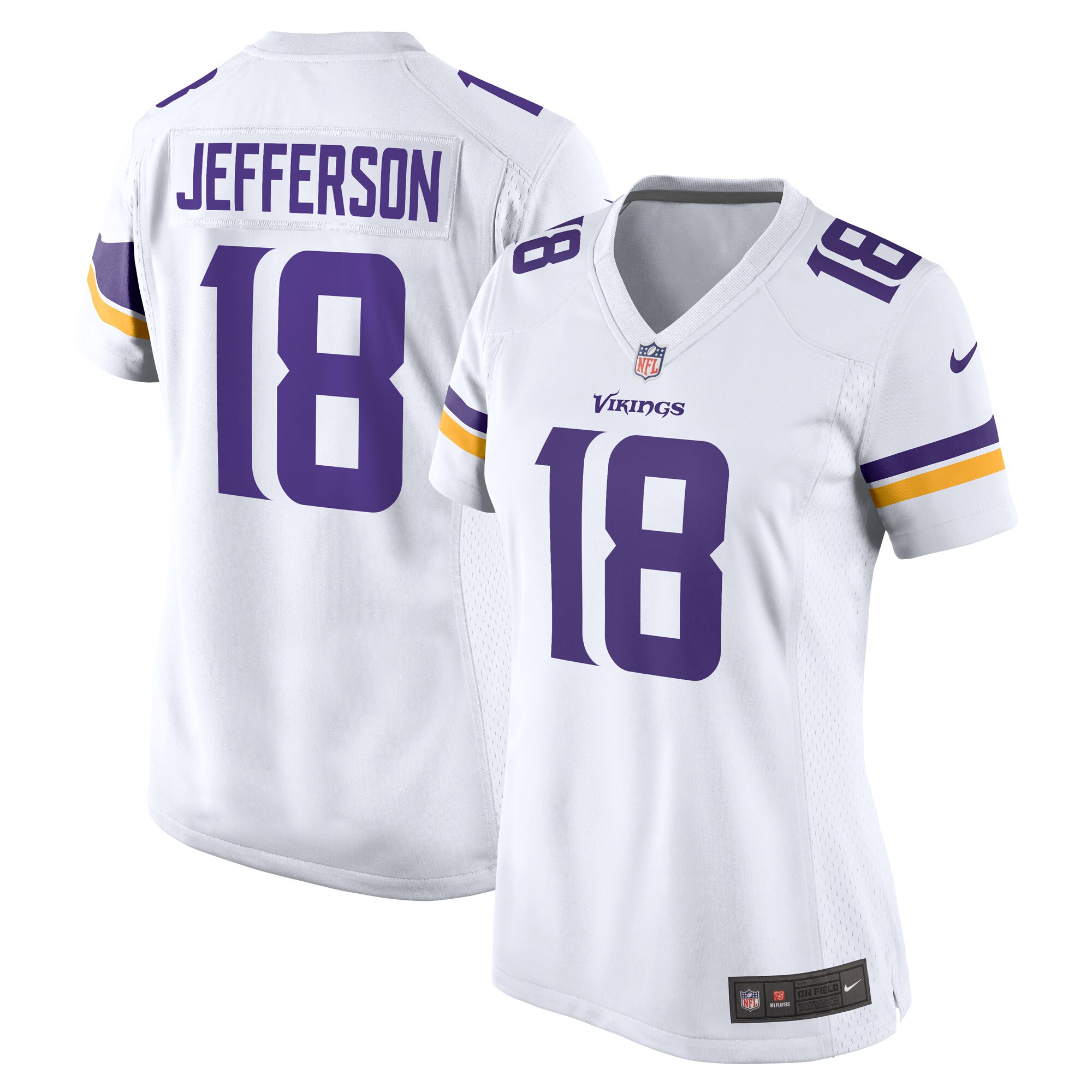 Women's Minnesota Vikings Justin Jefferson White Game Player Jersey JS1785 nicesnker