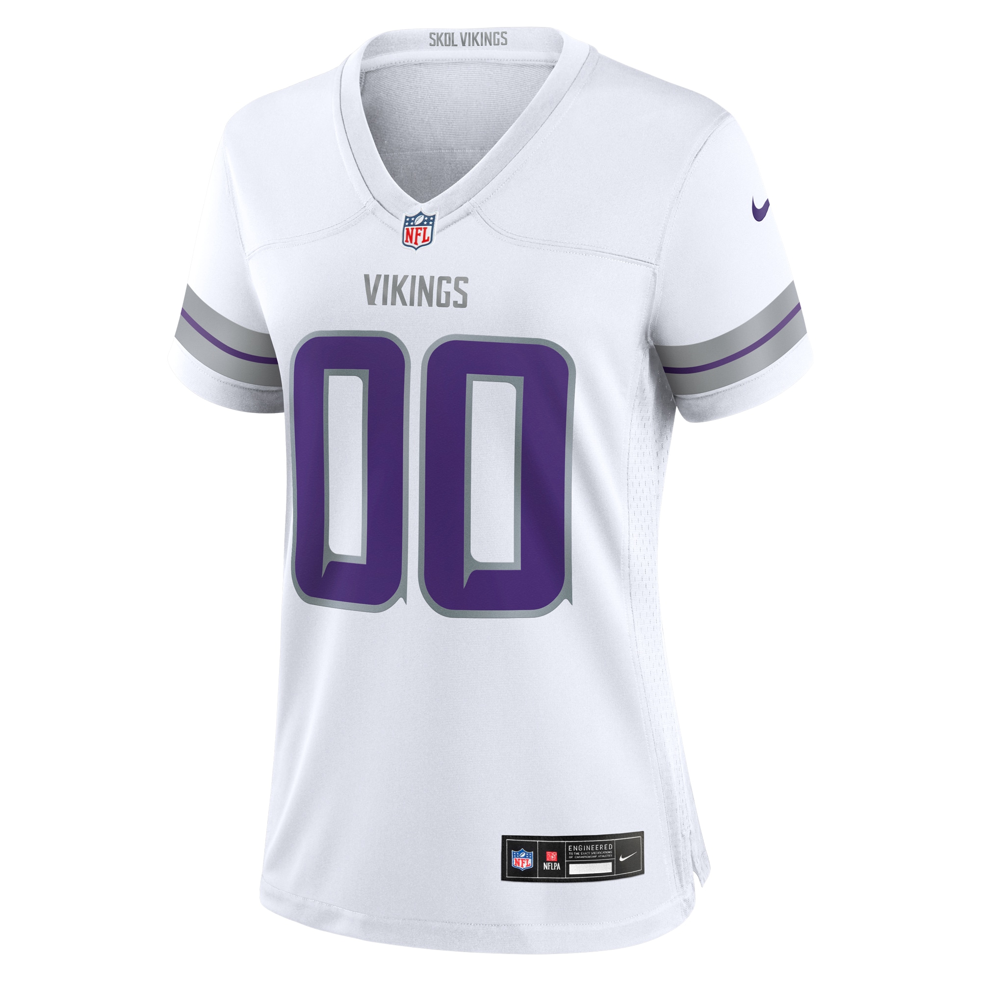 Alternative view of Women's Minnesota Vikings White Alternate Custom Game Jersey JS7787 nicesnker