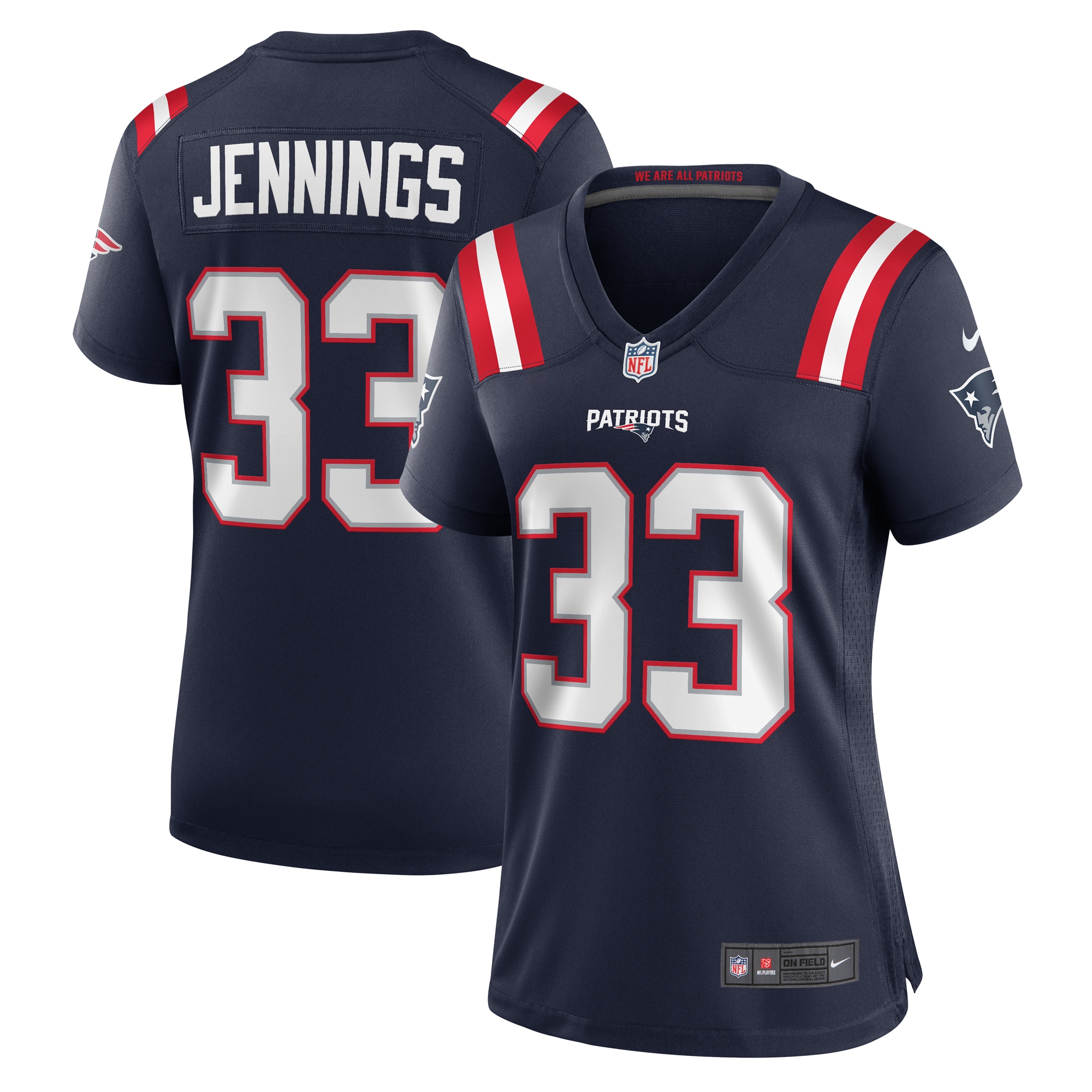 Women's New England Patriots Anfernee Jennings Navy Team Game Jersey JS9087 nicesnker