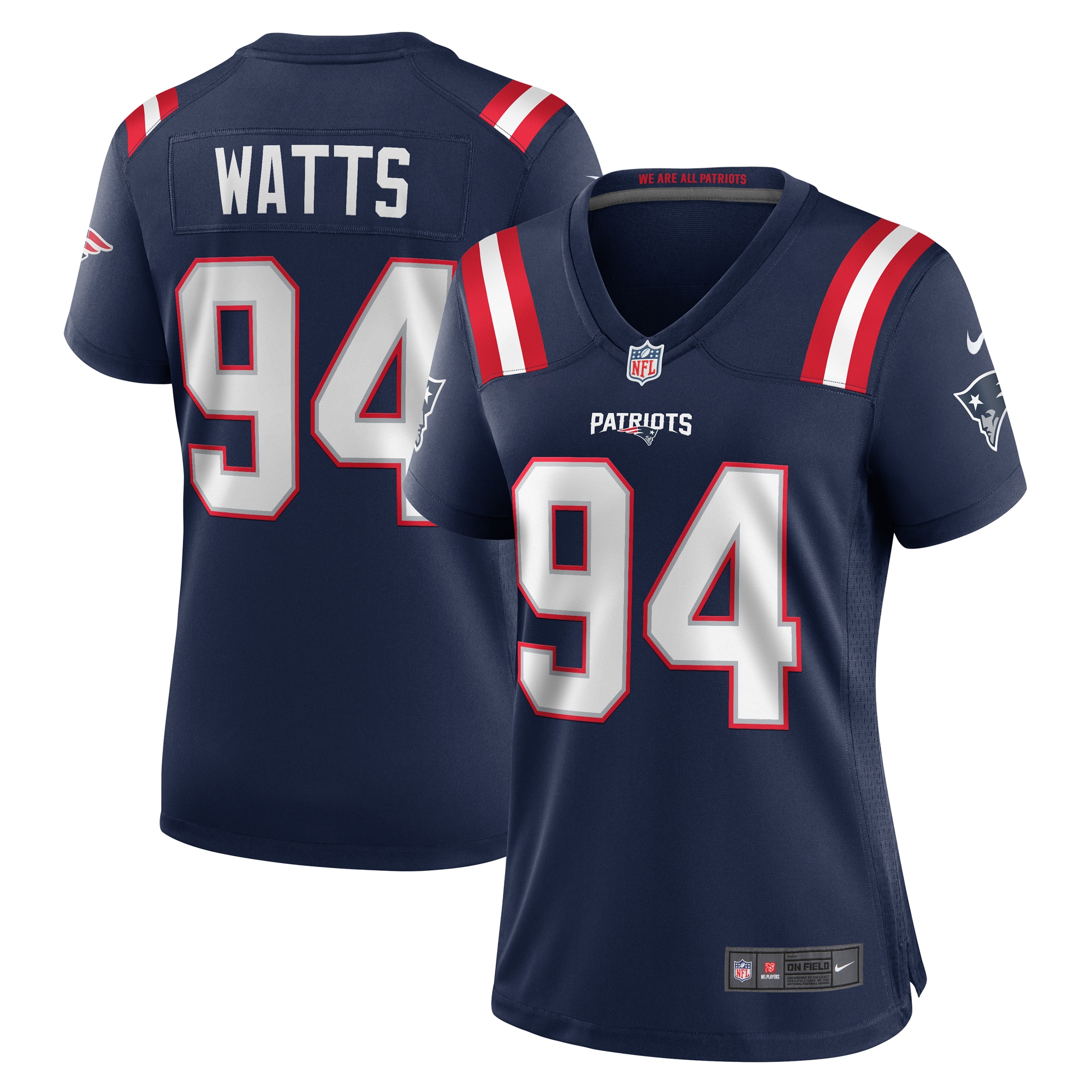 Women's New England Patriots Armon Watts Navy Game Jersey JS8972 nicesnker