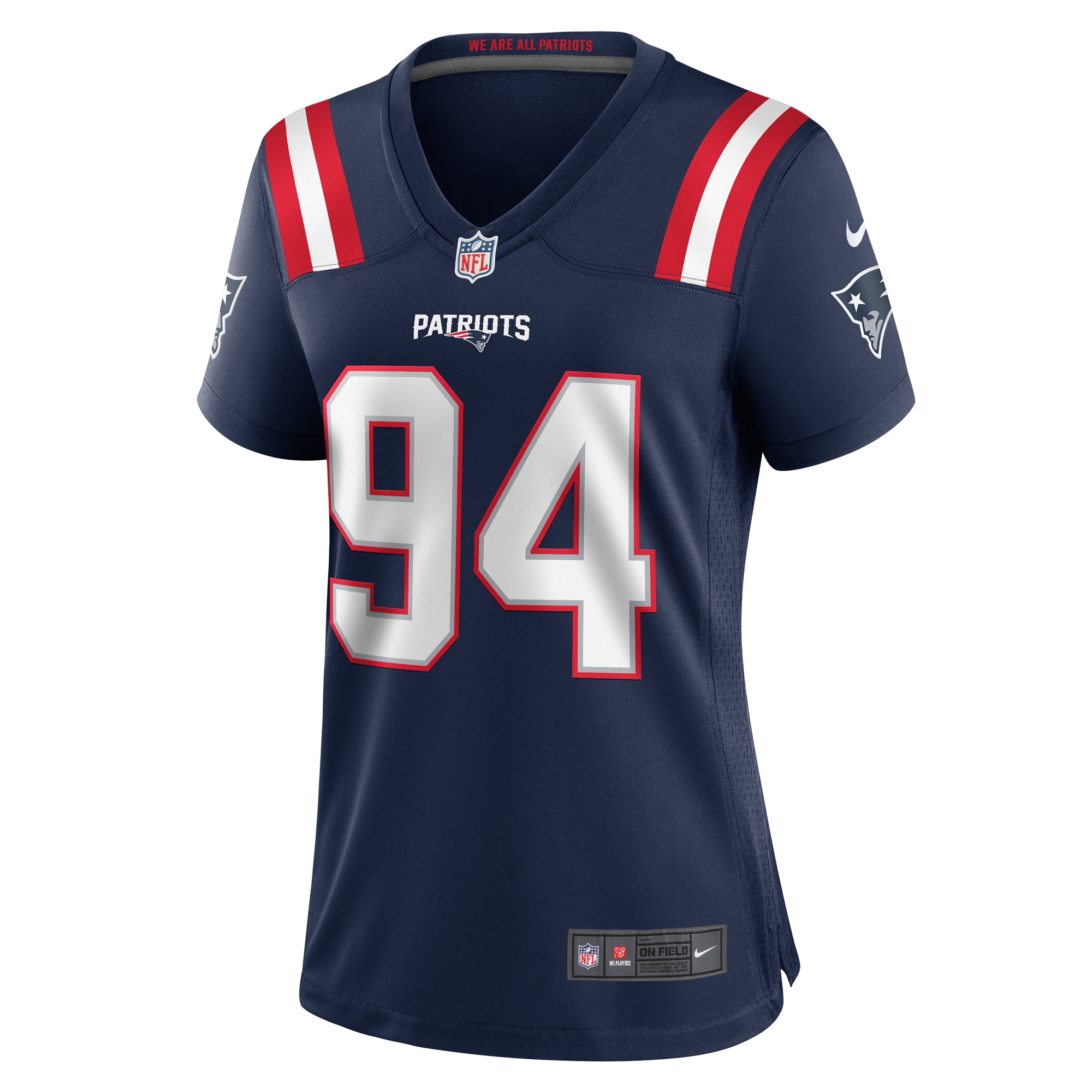 Alternative view of Women's New England Patriots Armon Watts Navy Game Jersey JS8972 nicesnker