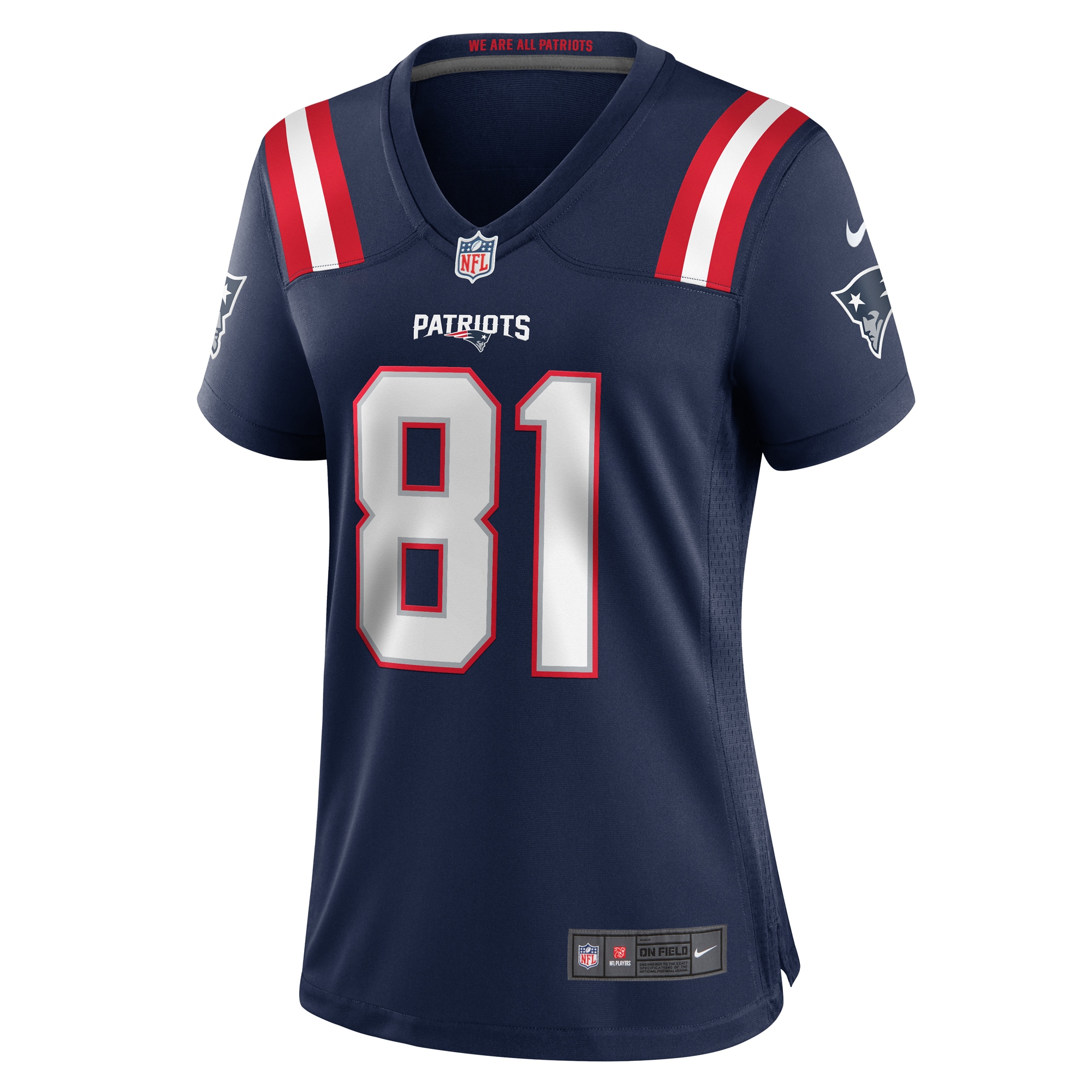 Alternative view of Women's New England Patriots Austin Hooper Navy Game Jersey JS3254 nicesnker