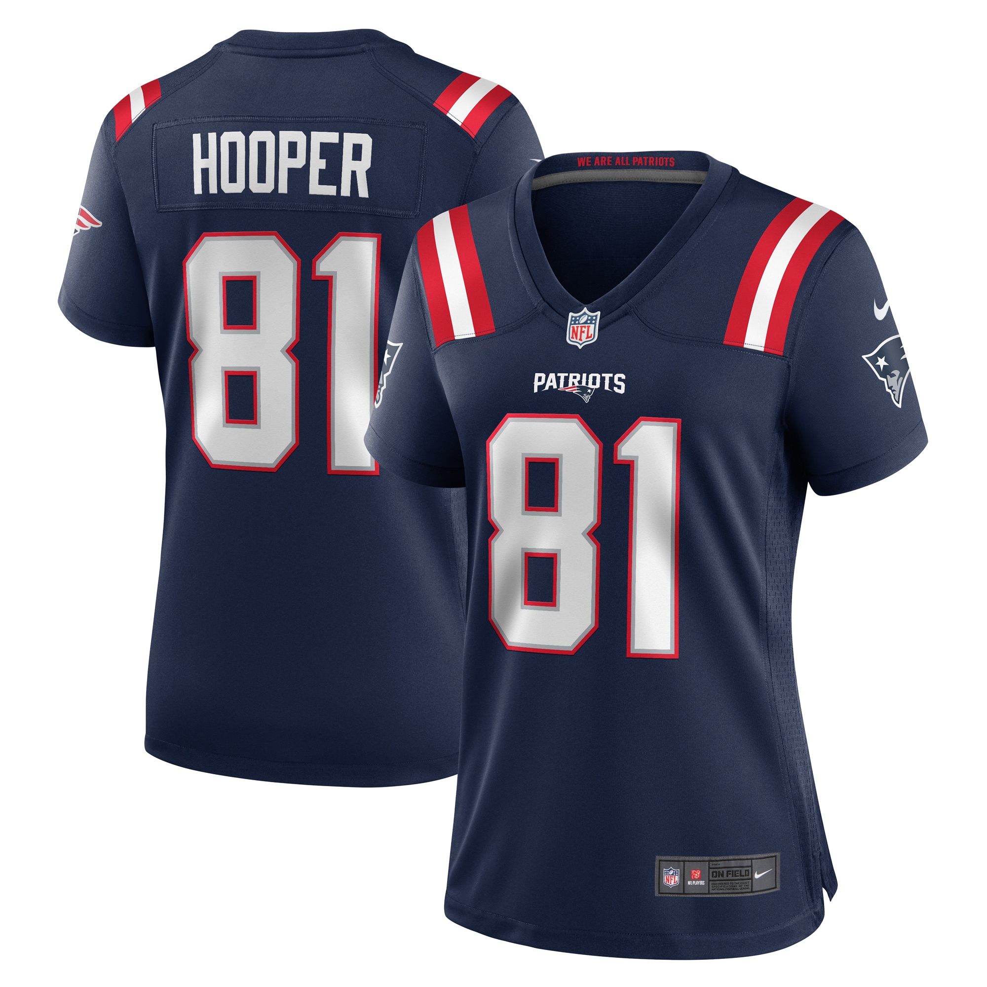 Women's New England Patriots Austin Hooper Navy Game Jersey JS3254 nicesnker