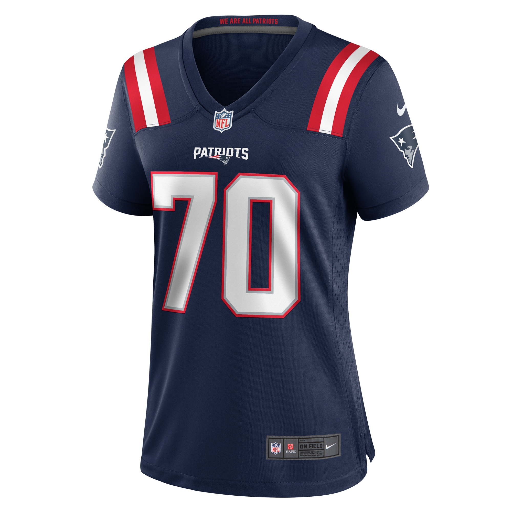 Alternative view of Women's New England Patriots Caedan Wallace Navy Game Jersey JS8944 nicesnker