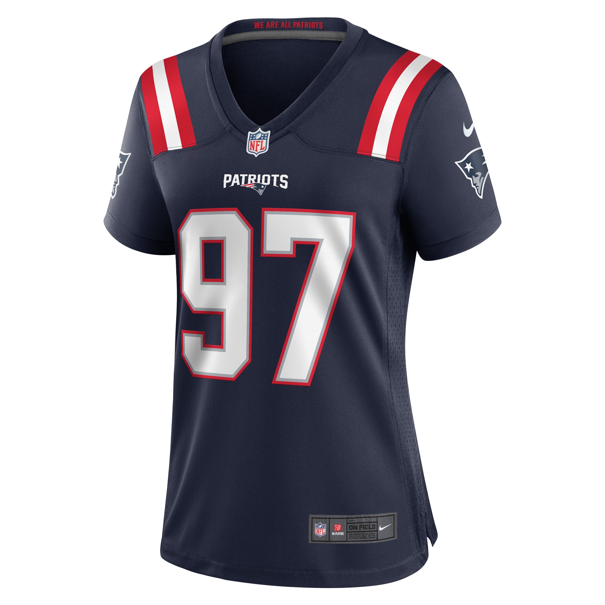 Alternative view of Women's New England Patriots DaMarcus Mitchell Navy Game Player Jersey JS4281 nicesnker