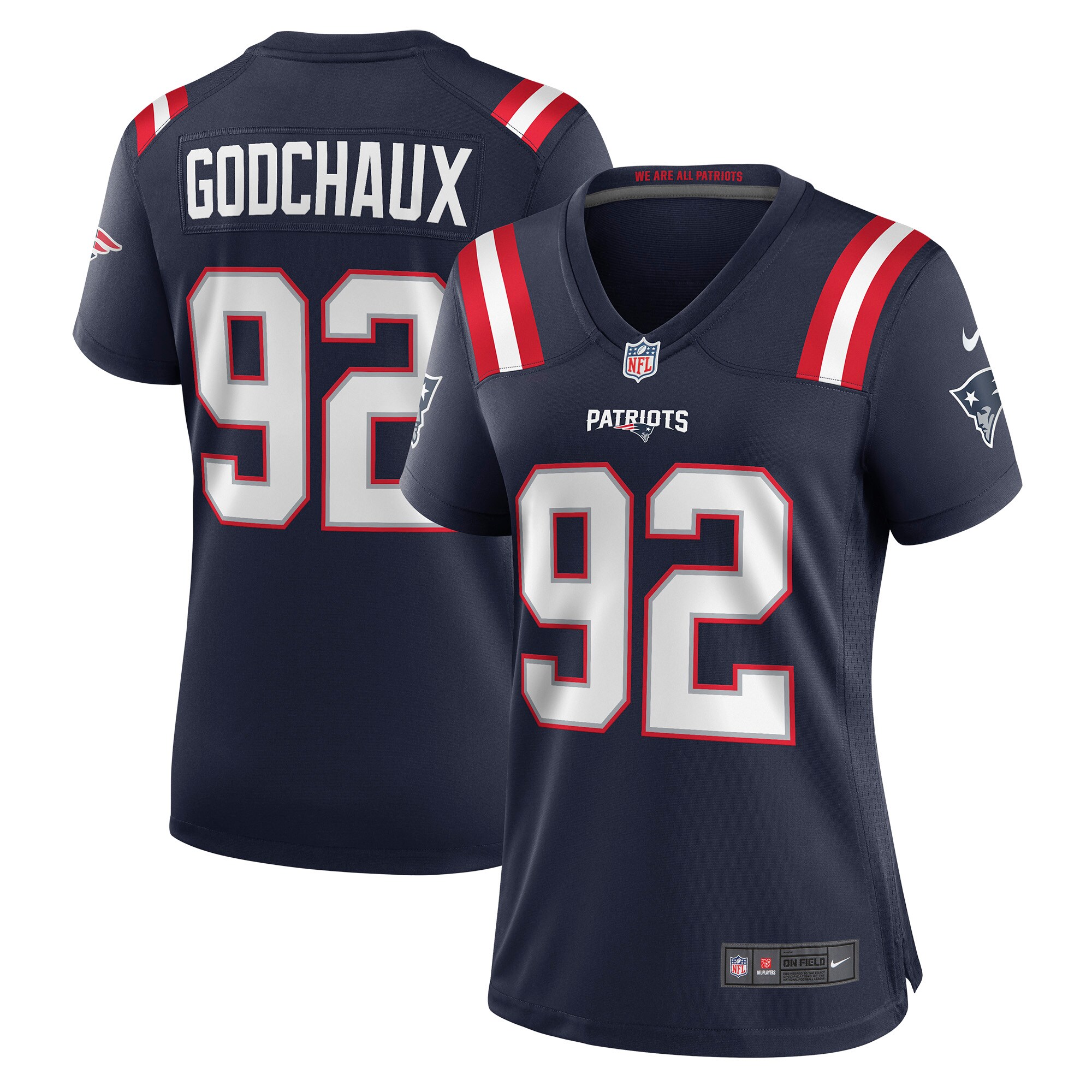 Women's New England Patriots Davon Godchaux Navy Game Jersey JS4235 nicesnker