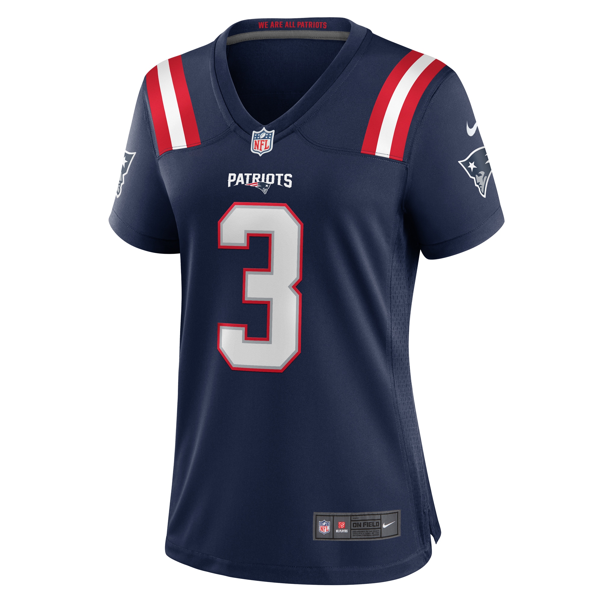 Alternative view of Women's New England Patriots Demario Douglas Navy Game Jersey JS3604 nicesnker