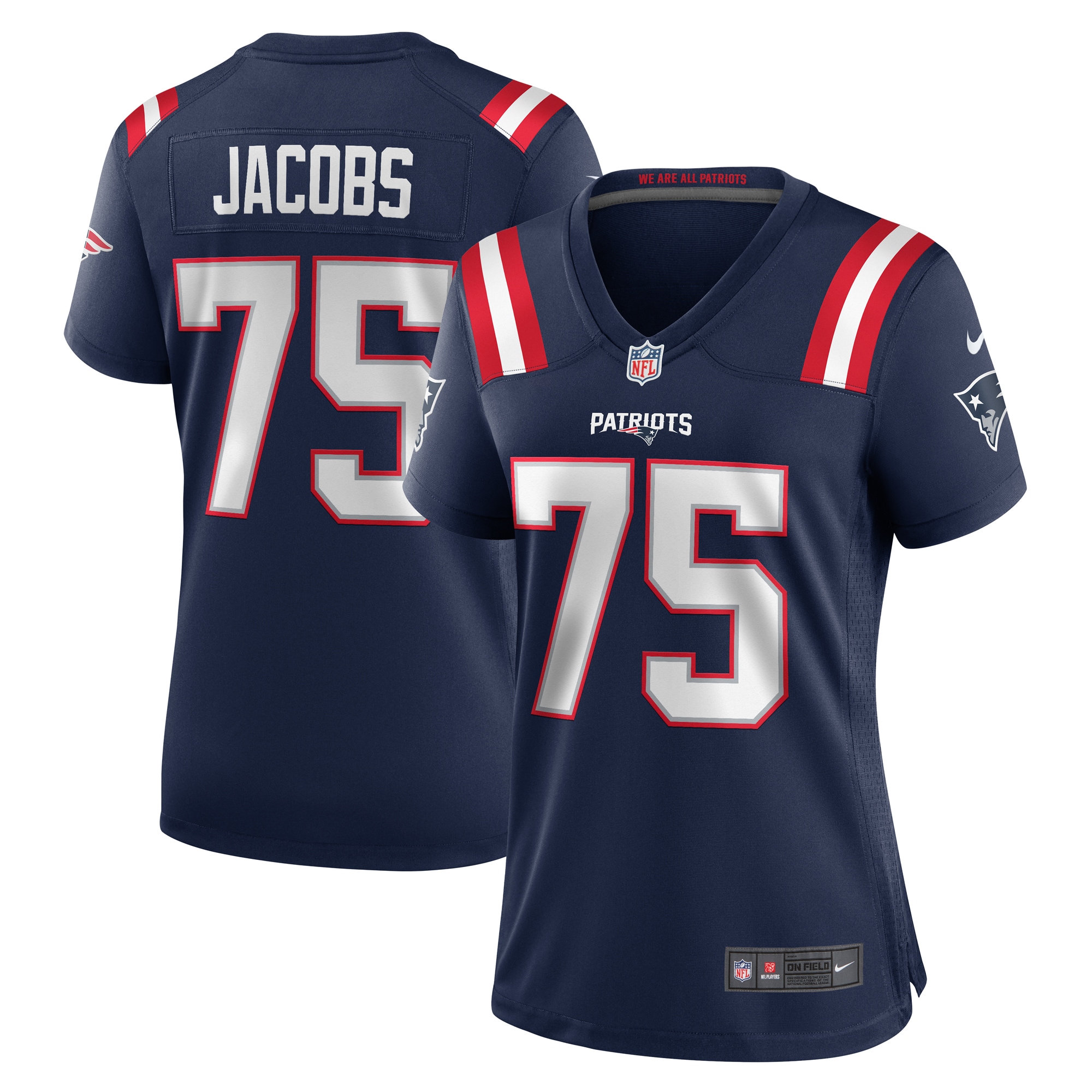Women's New England Patriots Demontrey Jacobs Navy Game Jersey JS6691 nicesnker