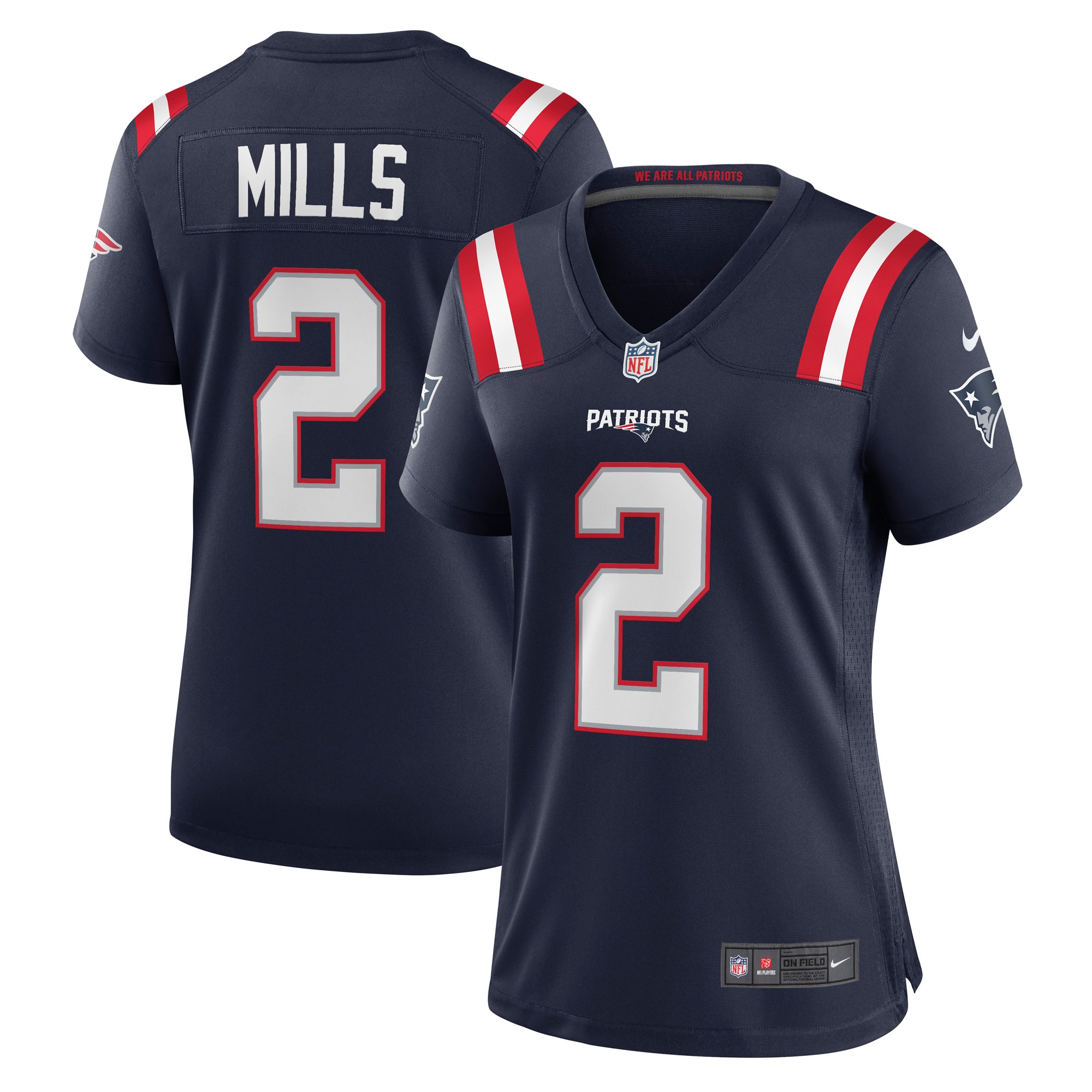Women's New England Patriots Jalen Mills Navy Game Player Jersey JS6436 nicesnker