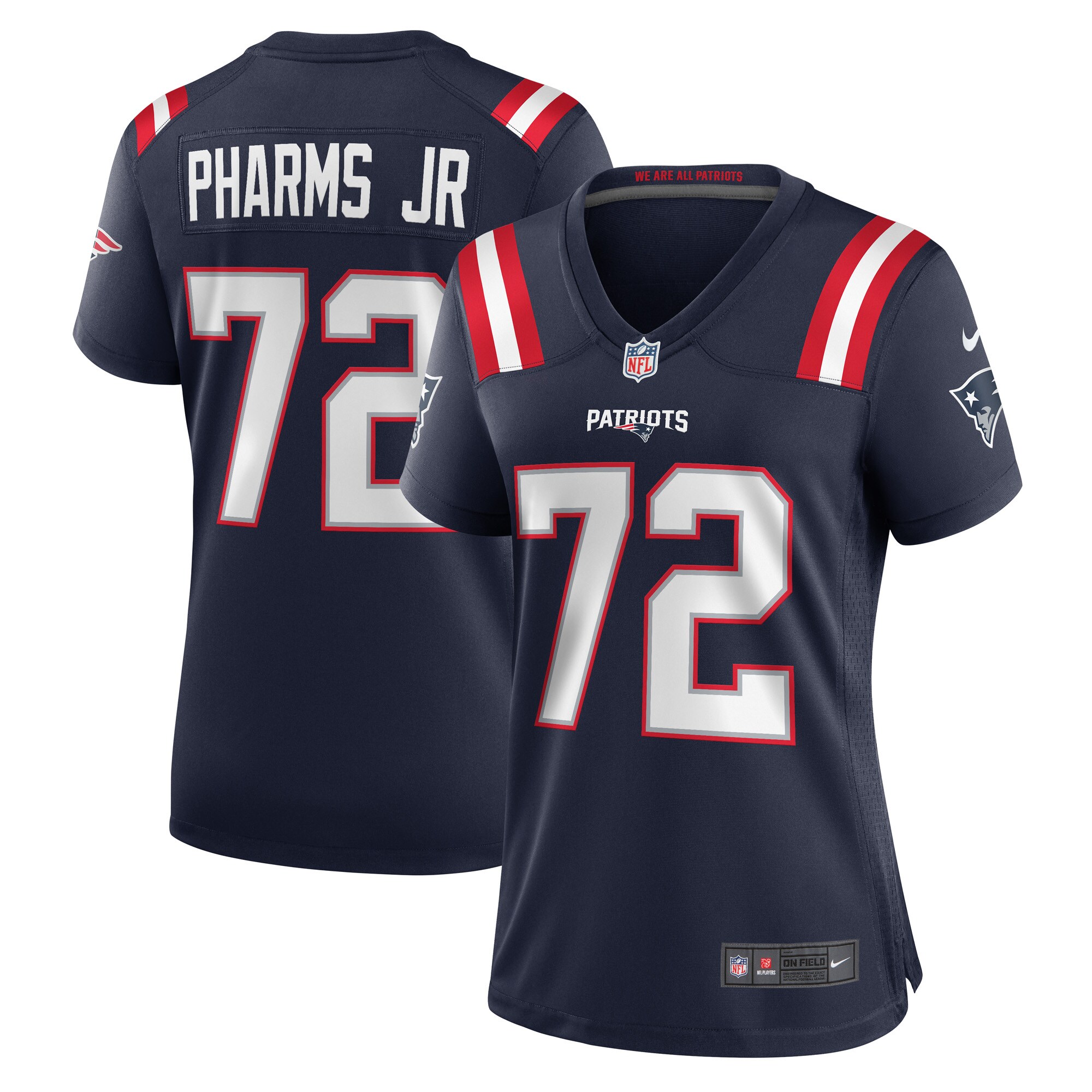 Women's New England Patriots Jeremiah Pharms Jr. Navy Game Player Jersey JS2384 nicesnker