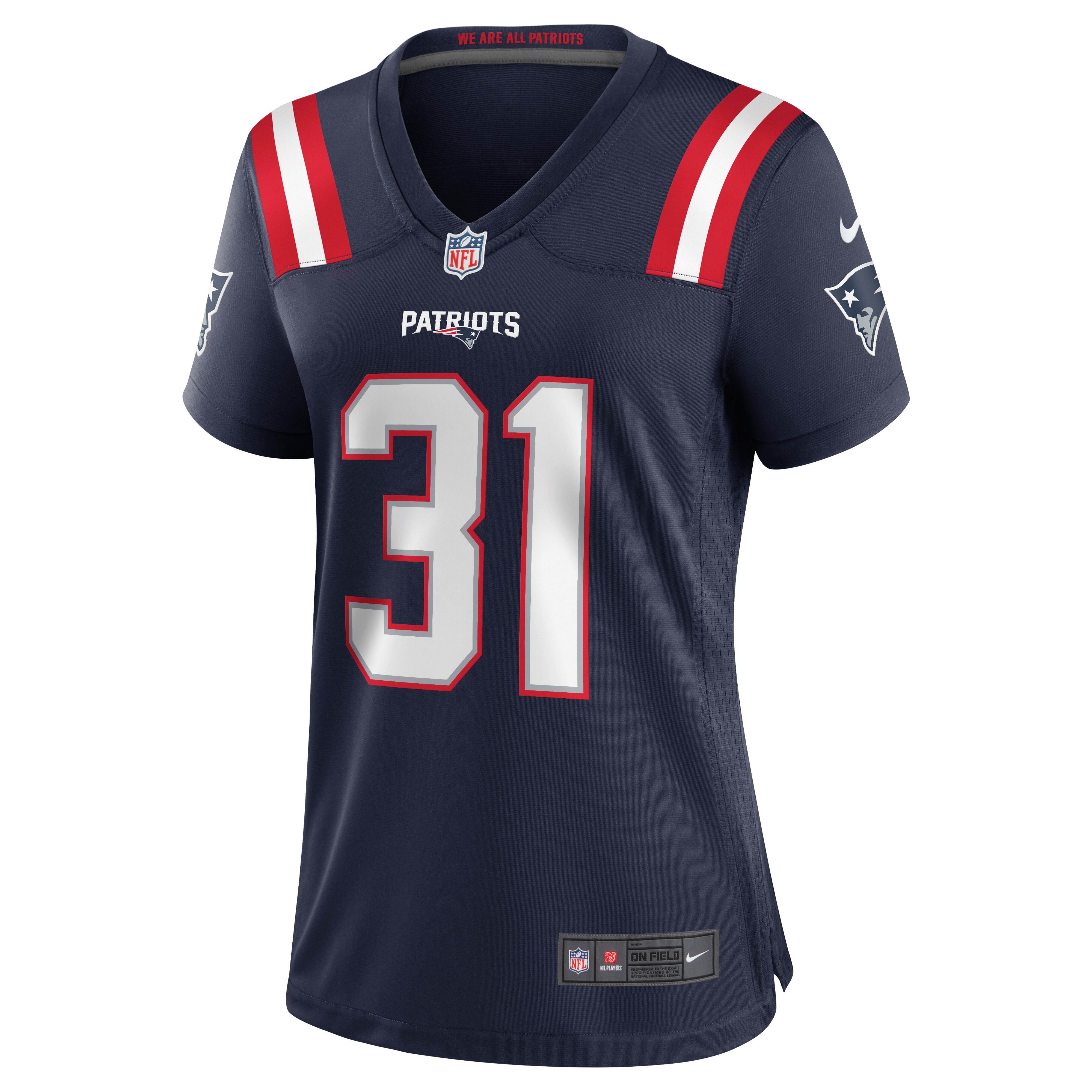 Alternative view of Women's New England Patriots Jonathan Jones Navy Game Jersey JS2821 nicesnker