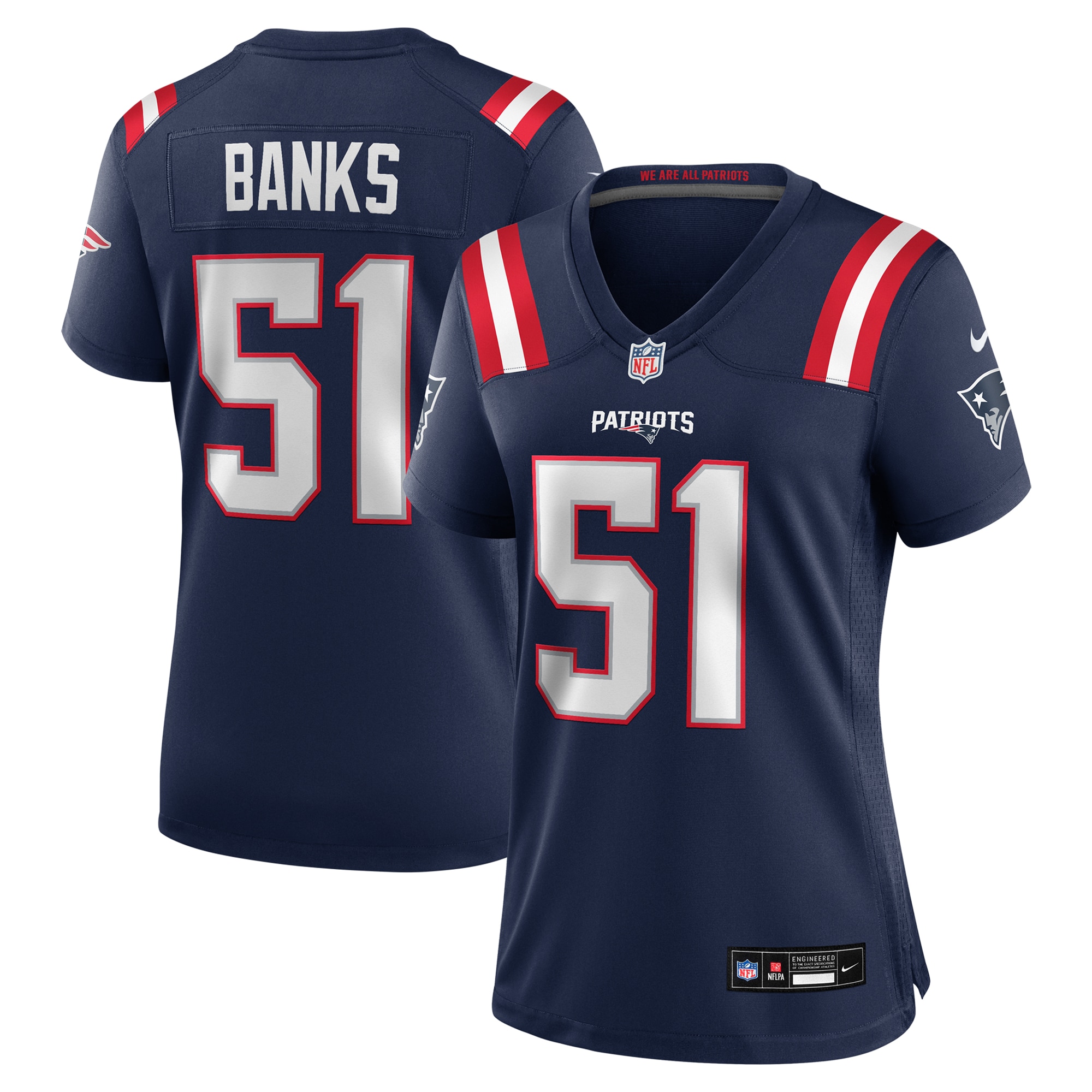 Women's New England Patriots Keshawn Banks Navy Game Jersey JS3262 nicesnker