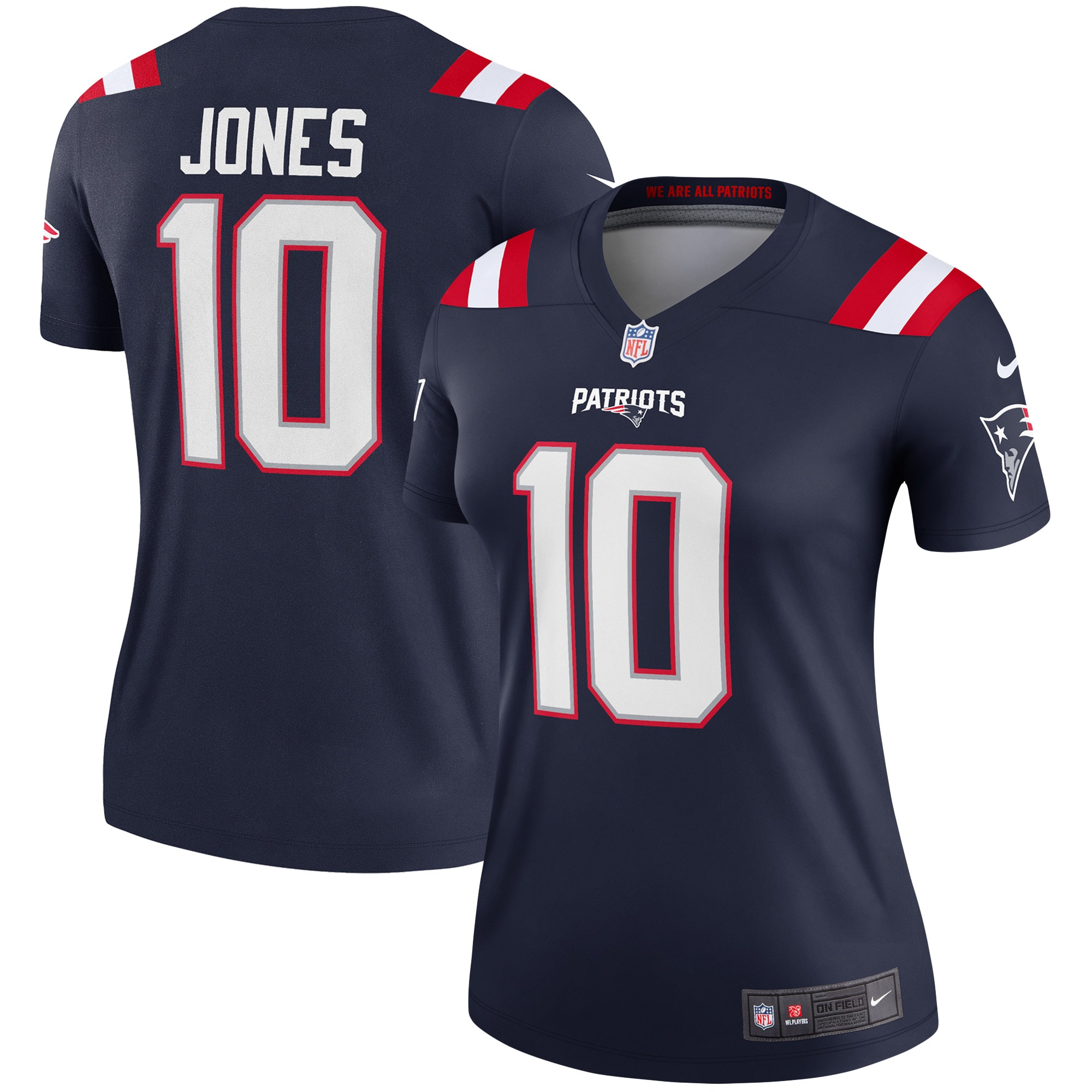 Women's New England Patriots Mac Jones Navy Legend Player Performance Top JS2281 nicesnker