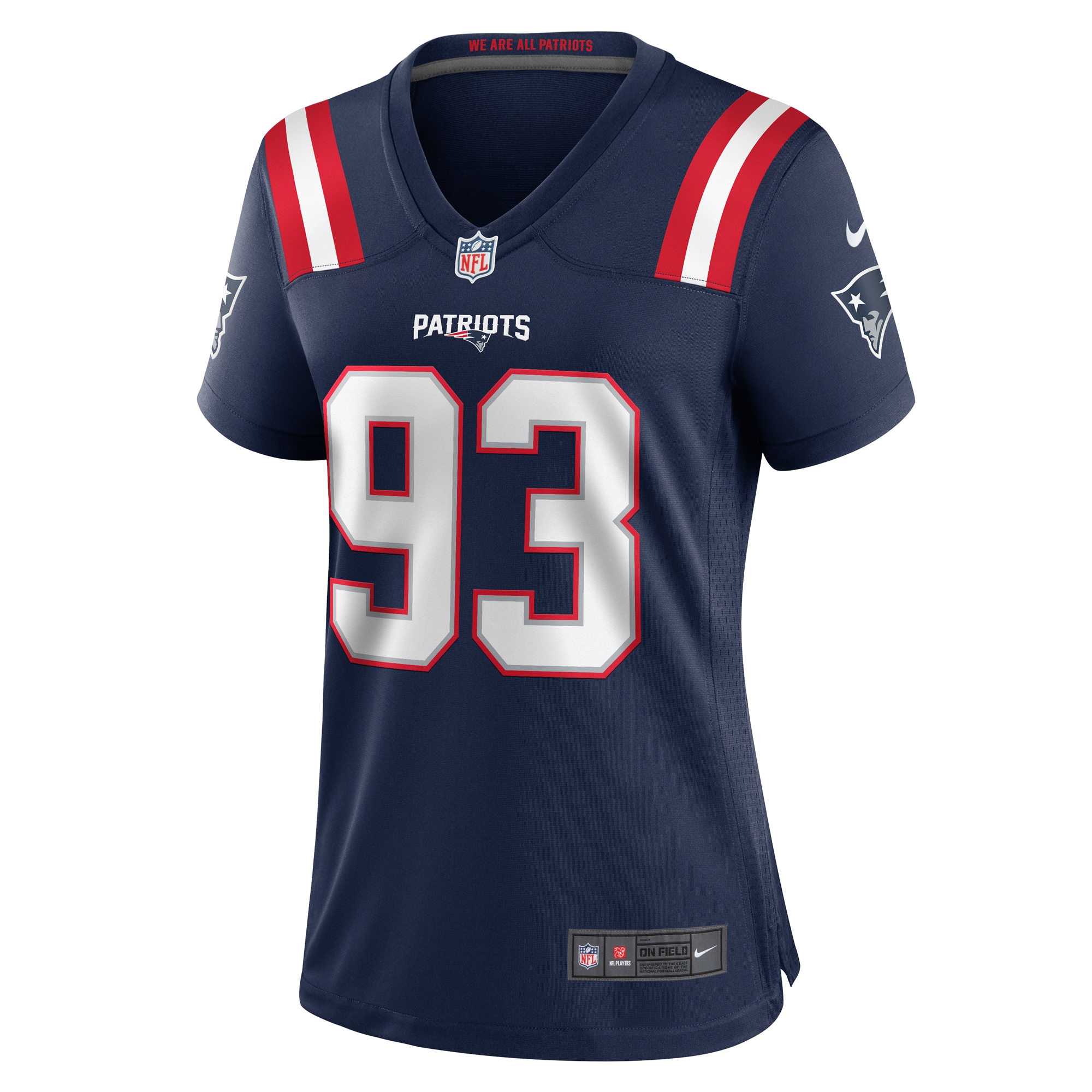 Alternative view of Women's New England Patriots Oshane Ximines Navy Game Jersey JS1150 nicesnker