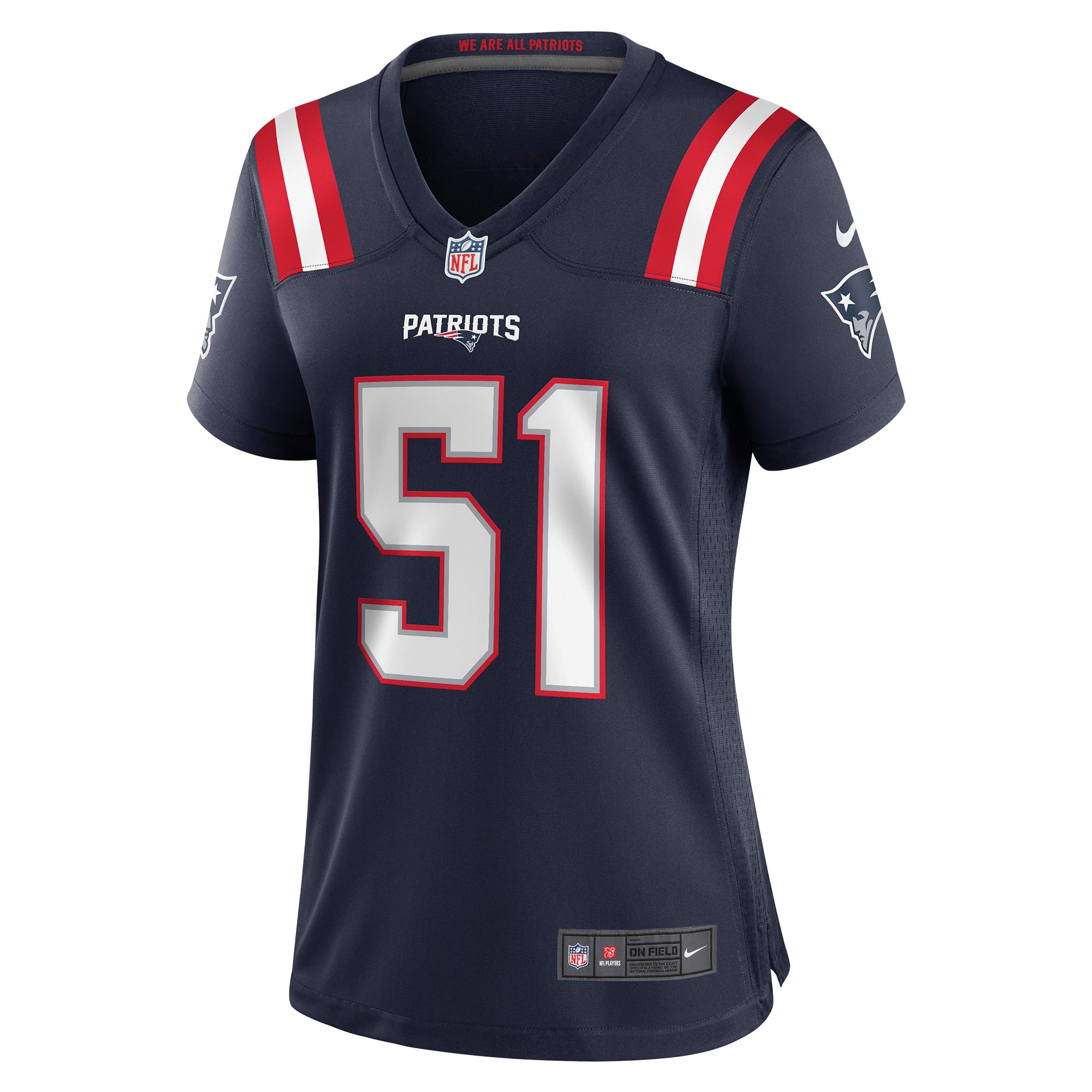 Alternative view of Women's New England Patriots Ronnie Perkins Navy Game Jersey JS7013 nicesnker
