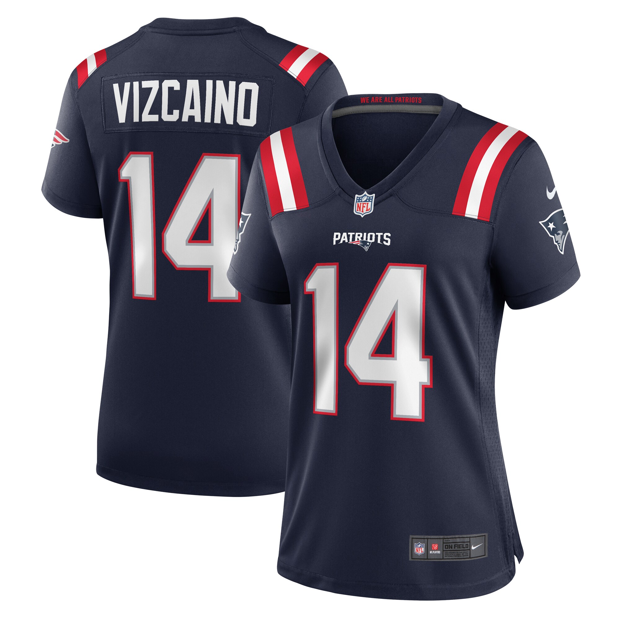 Women's New England Patriots Tristan Vizcaino Navy Home Game Player Jersey JS7923 nicesnker